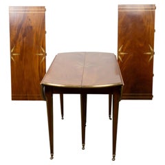 19th Century French Mahogany Extending Dining Table with Brass Inlay