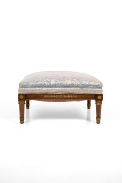 Französischer Mahagoni-Fußhocker aus dem 19. Jahrhundert, um 1850