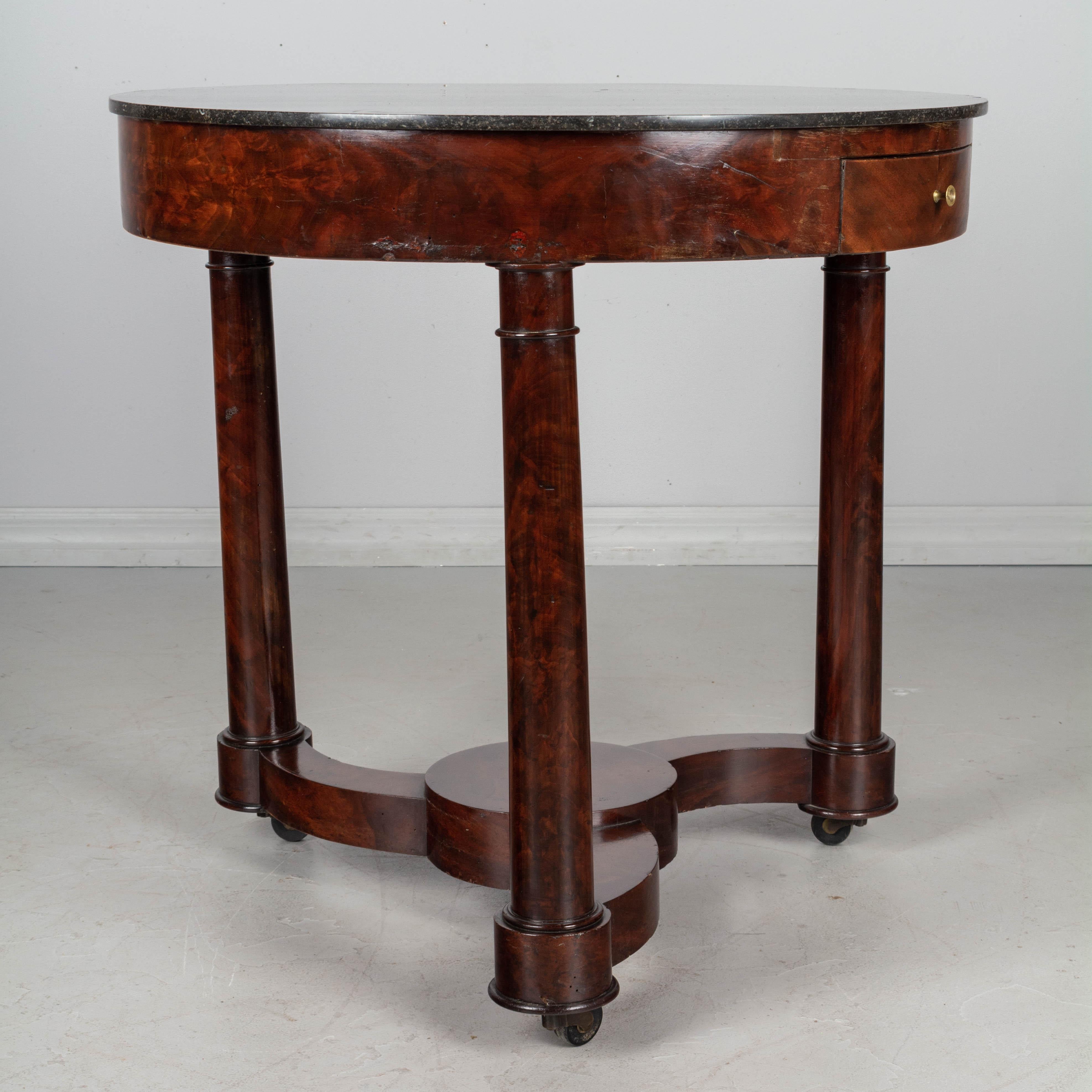 Brass 19th Century French Mahogany Gueridon or Game Table For Sale