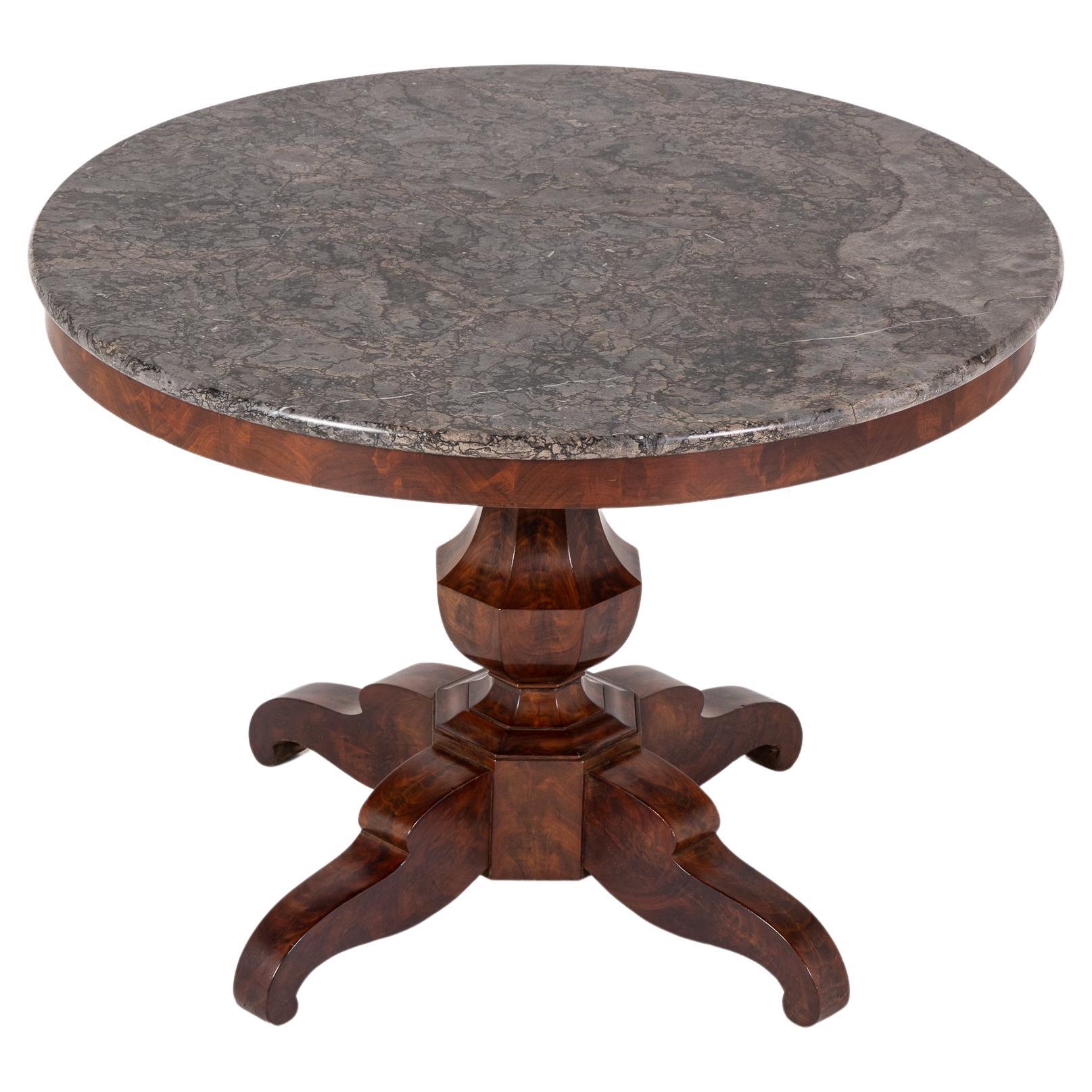 19th Century French Mahogany Guéridon with Marble Top For Sale