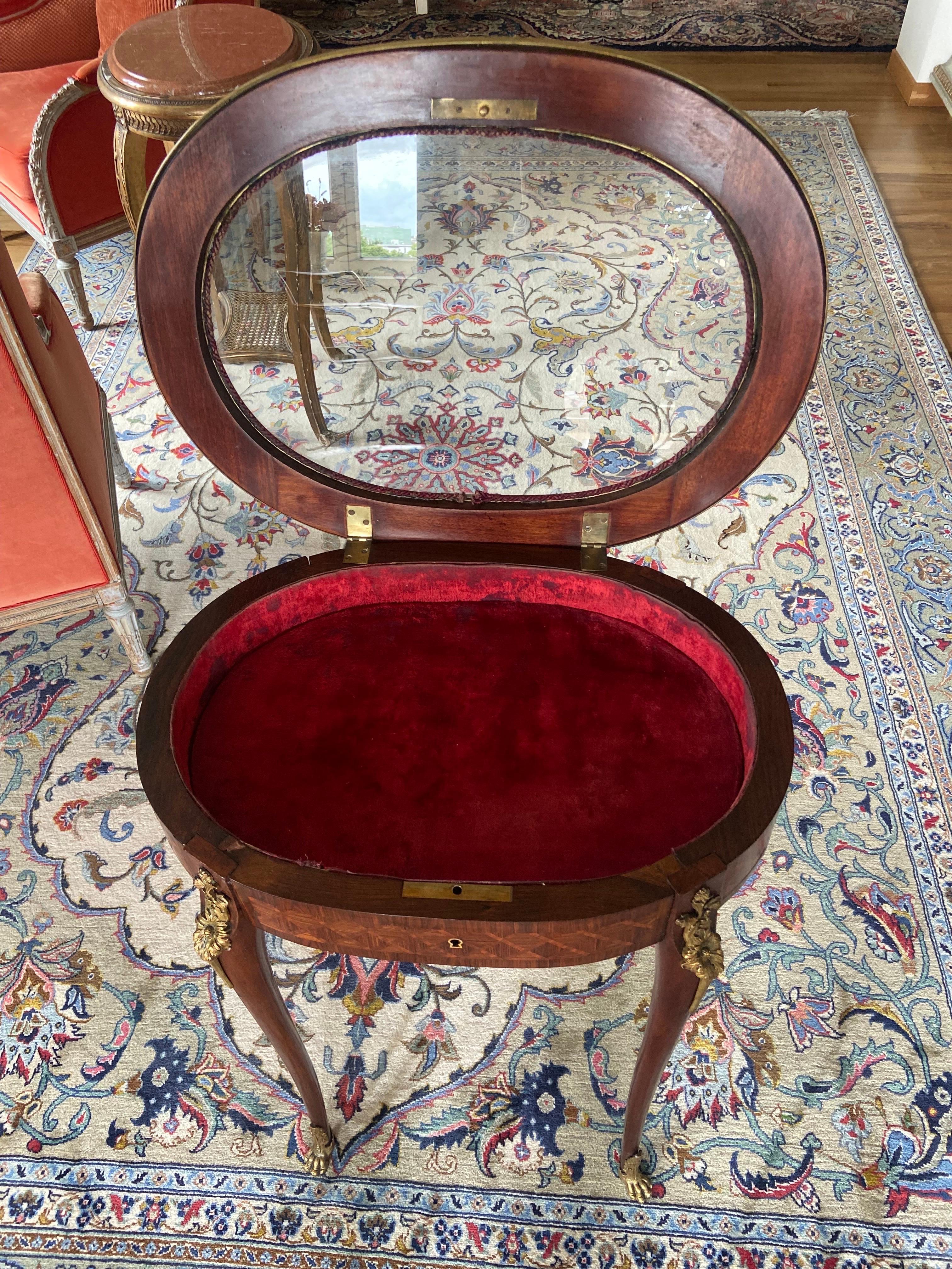 19th Century French Mahogany Inlaid Bijouterie Cabinet Louis XVI Style For Sale 1