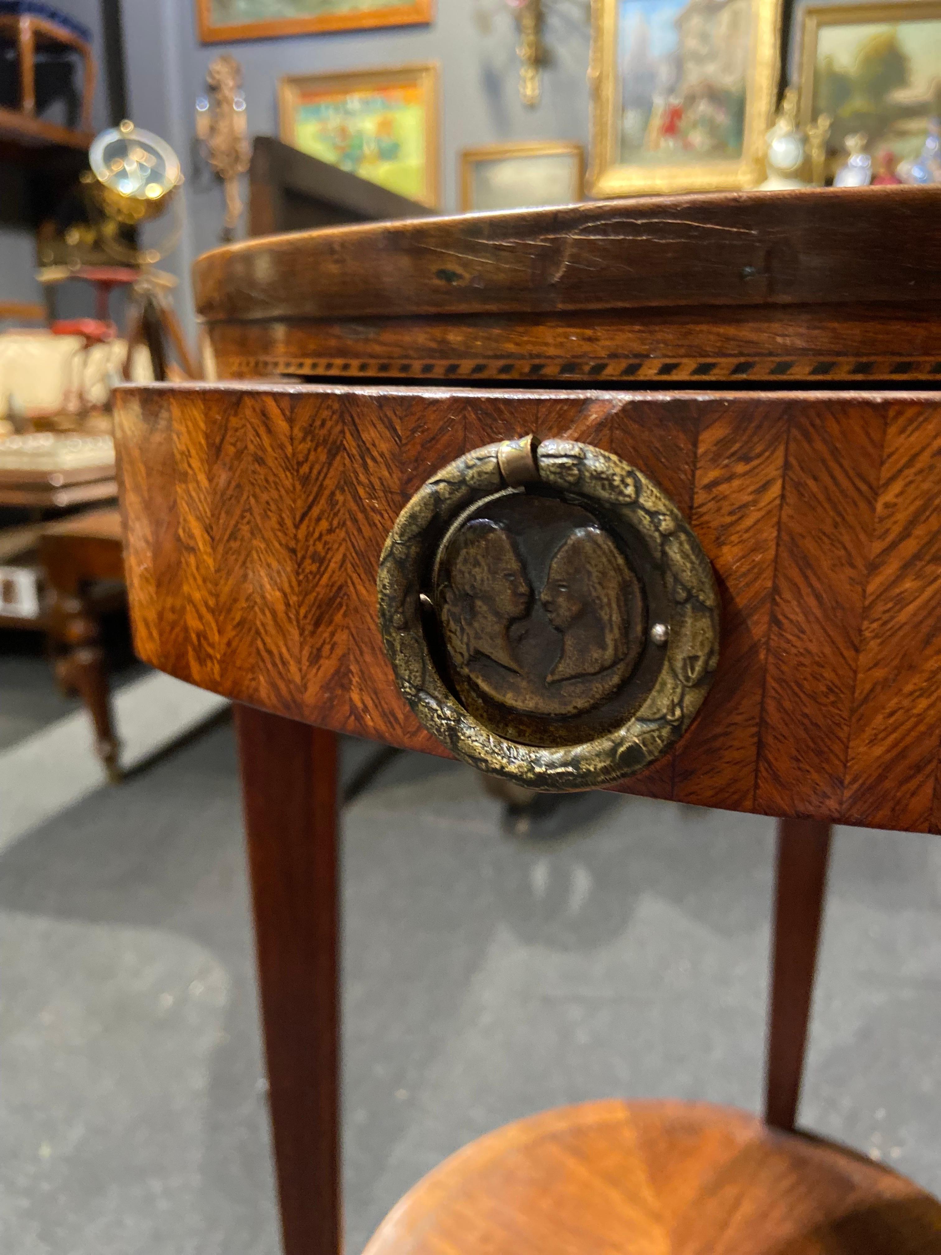 19th Century French Mahogany Inlaid Round Side Table in Louis XVI Style In Good Condition In Sofia, BG