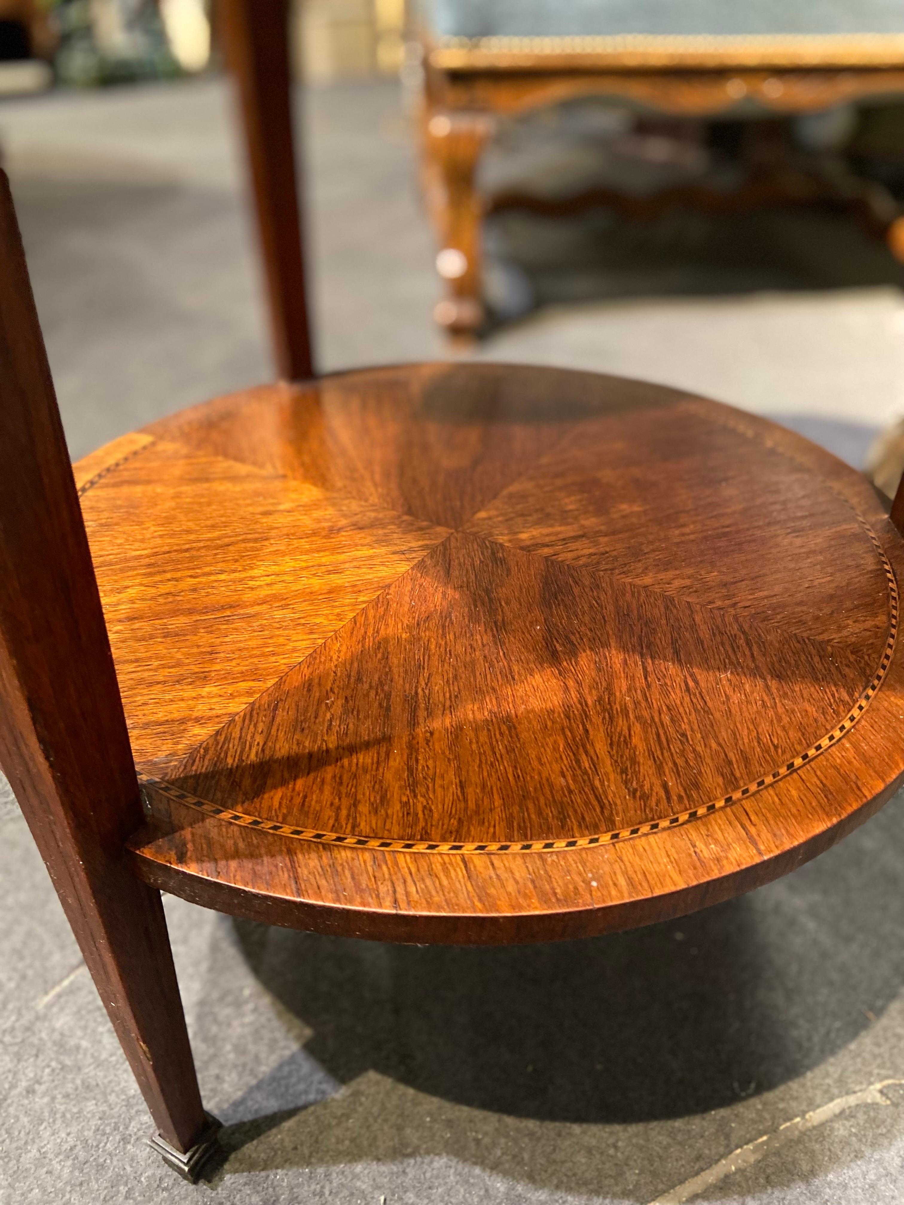 19th Century French Mahogany Inlaid Round Side Table in Louis XVI Style 1