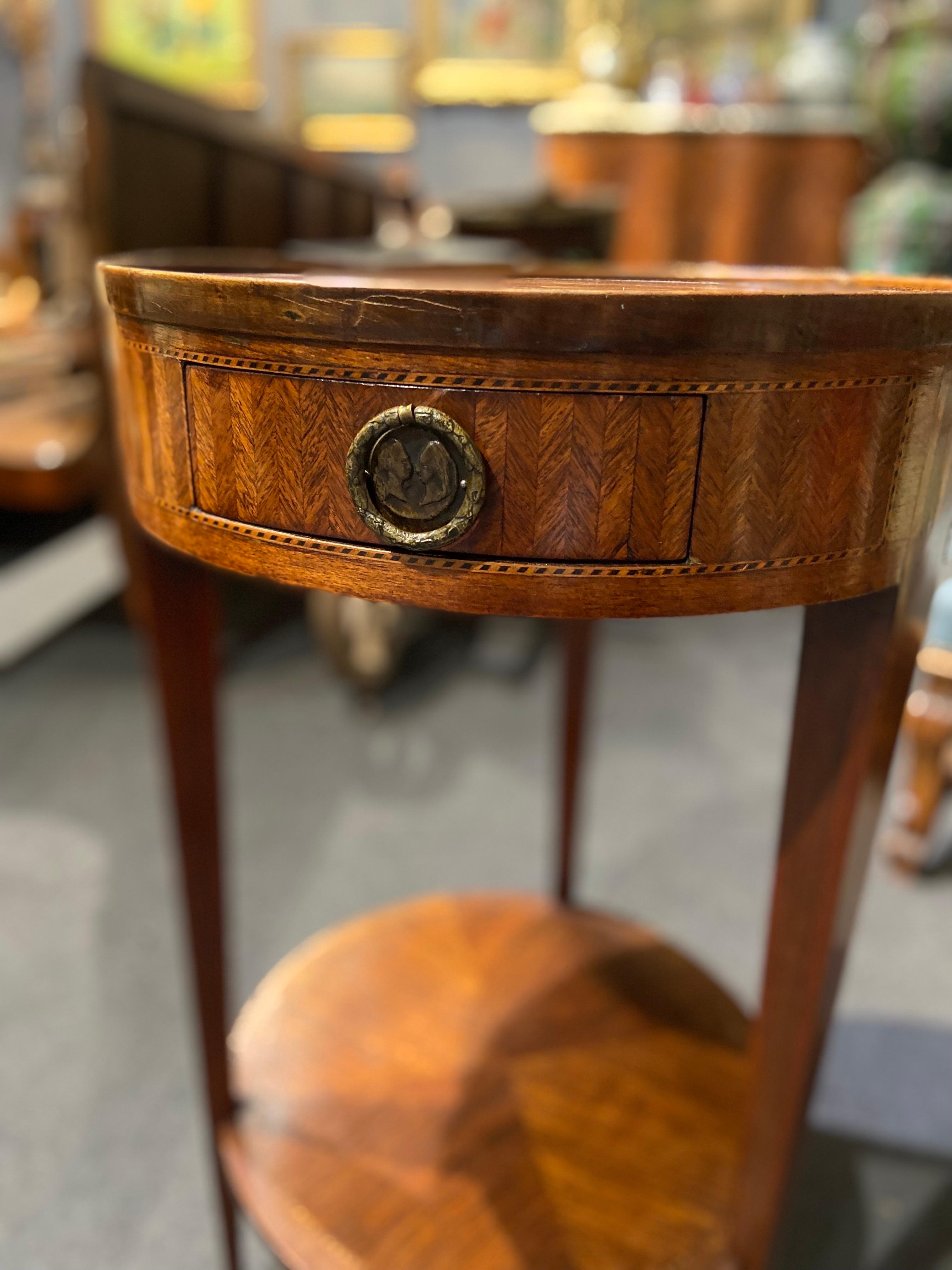 19th Century French Mahogany Inlaid Round Side Table in Louis XVI Style 2
