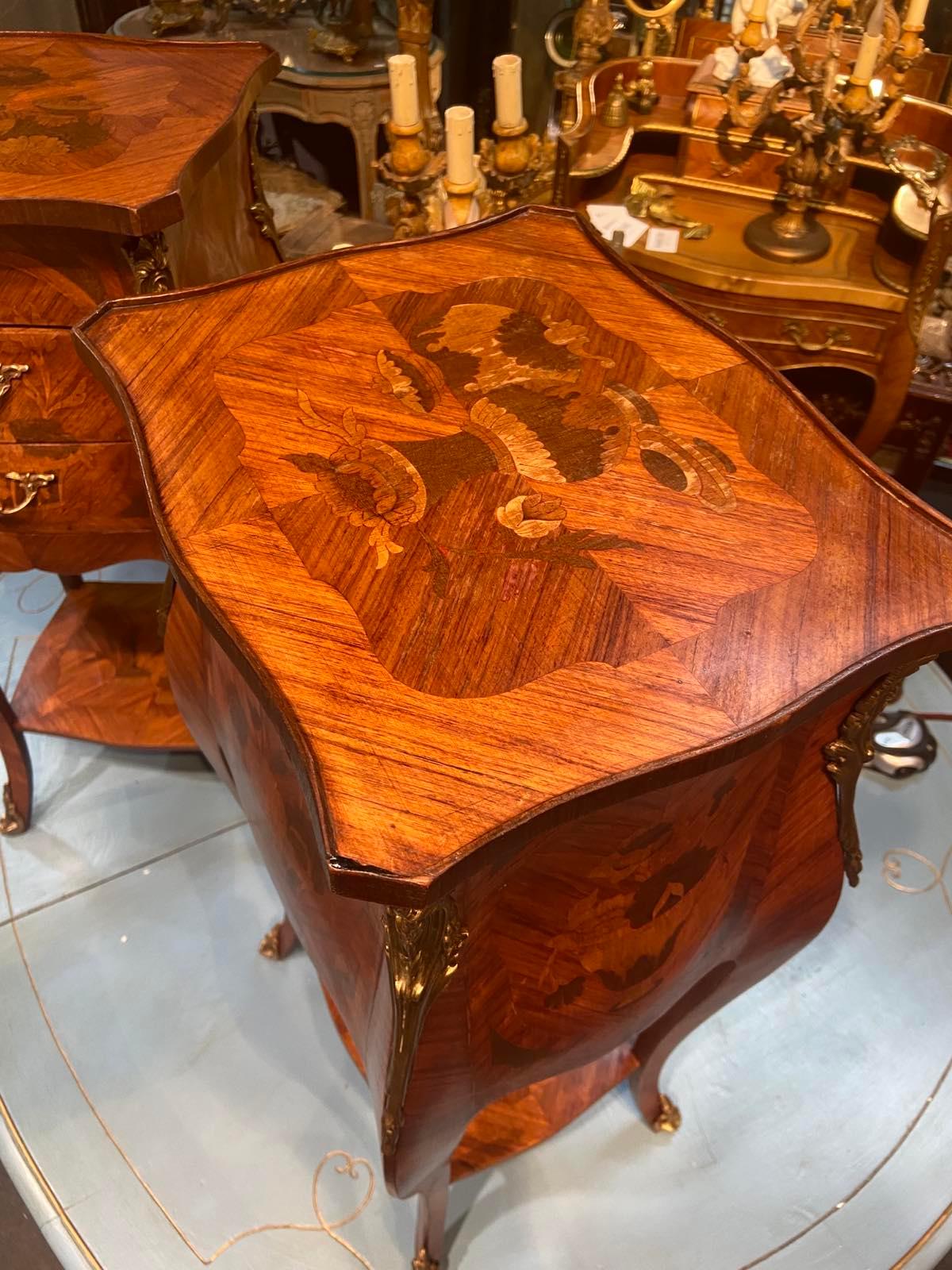 19th Century French Mahogany Inlaid Side Table with Drawers in Louis XVI Style 1