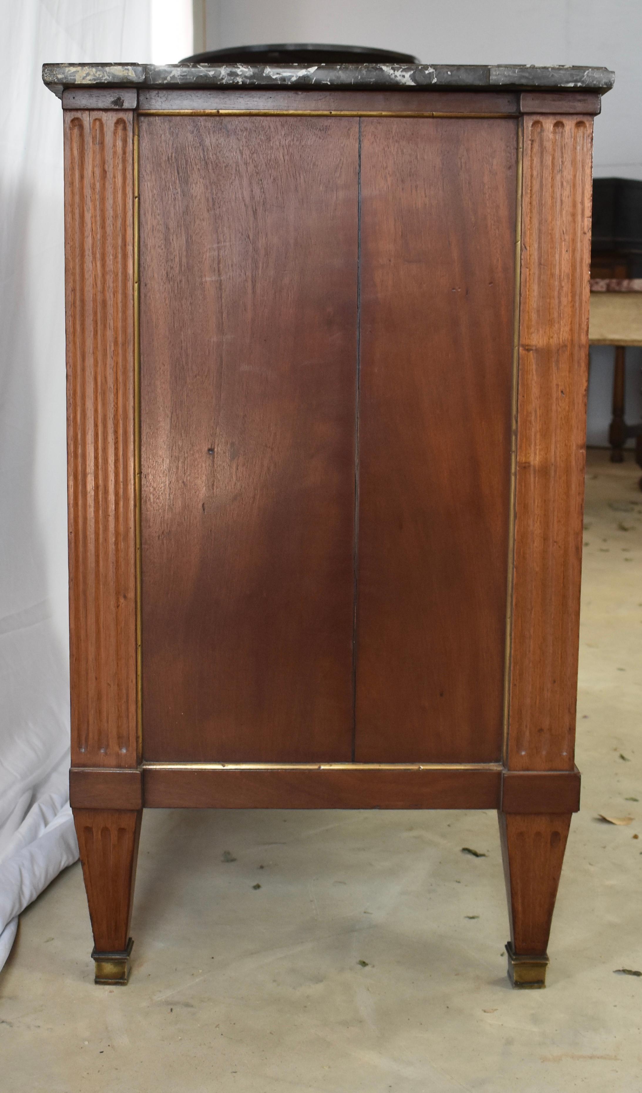 Brass 19th Century French Mahogany Louis XVI Commode