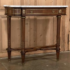 19th Century French Mahogany Marble Top Console with Bronze