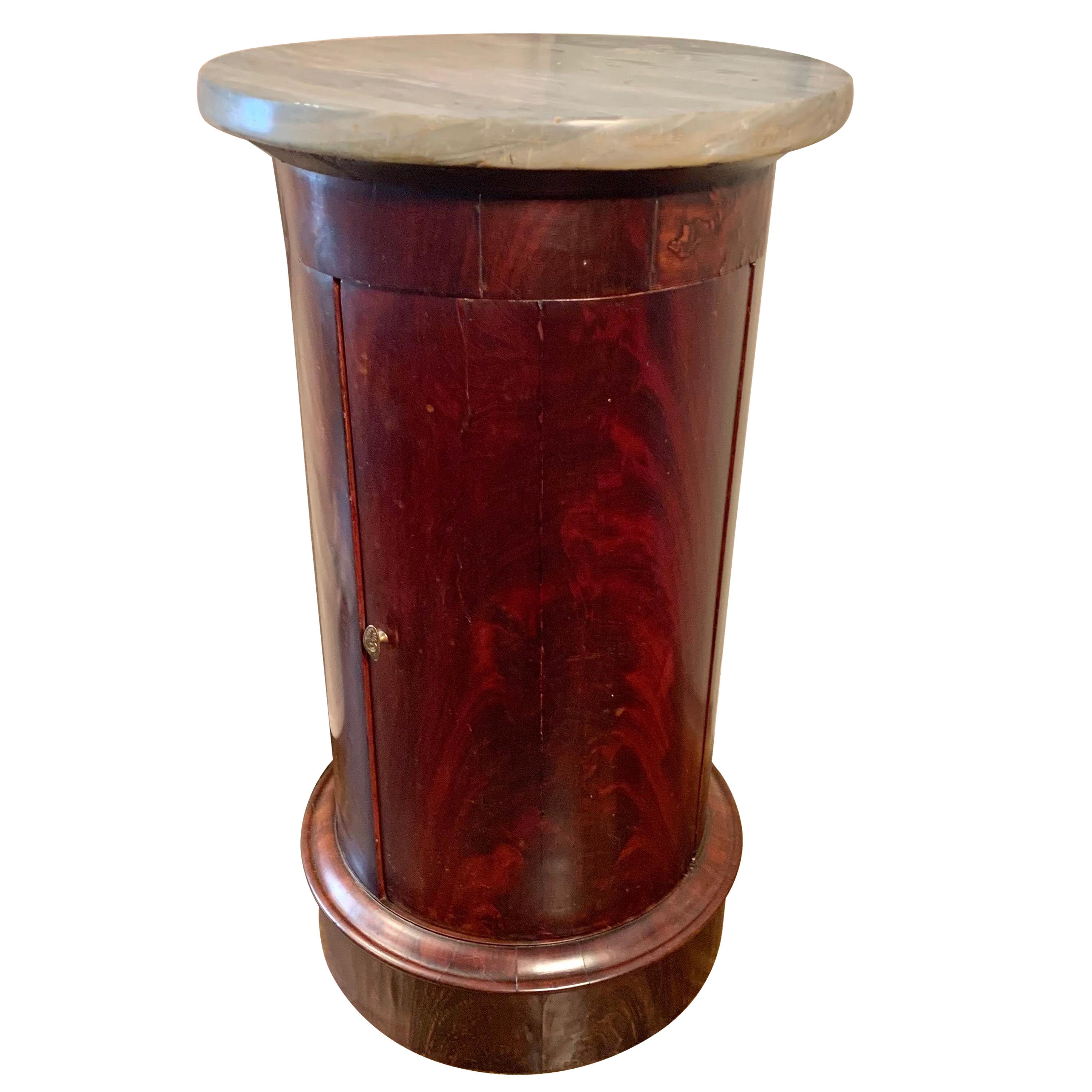 19th Century French Mahogany Marble Top Somno Table