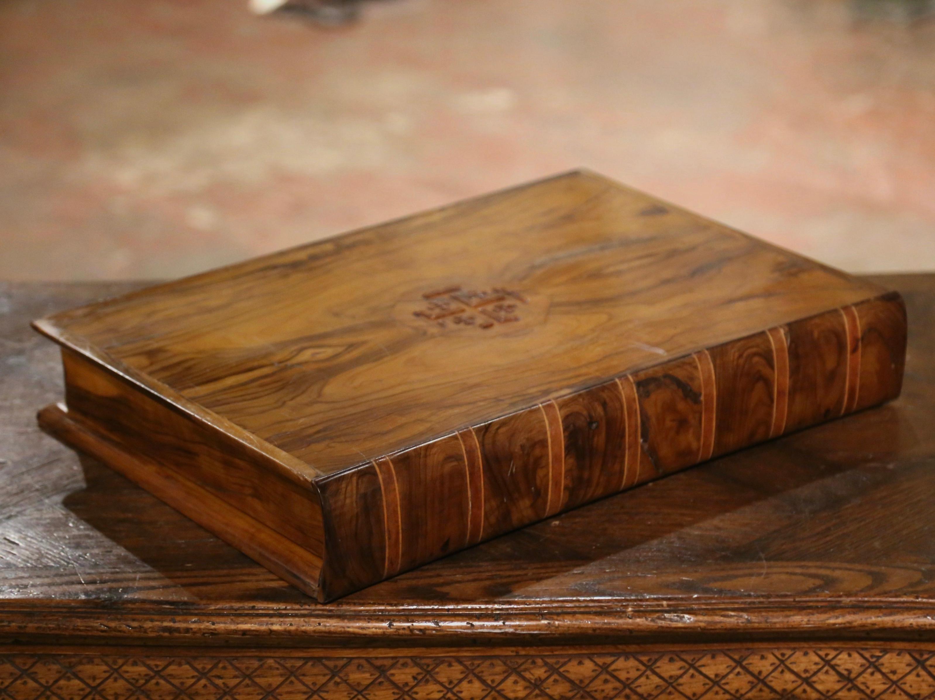 19th Century French Mahogany Marquetry Book-Form Decorative Bible Box 2