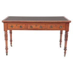 19th Century French Mahogany Partners Desk with Three Drawers & Carved Legs