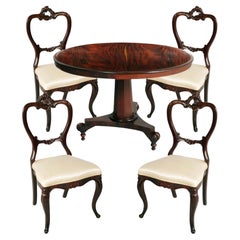 Used  19th Century French Mahogany Table Empire style with Louis Philippe four Chairs