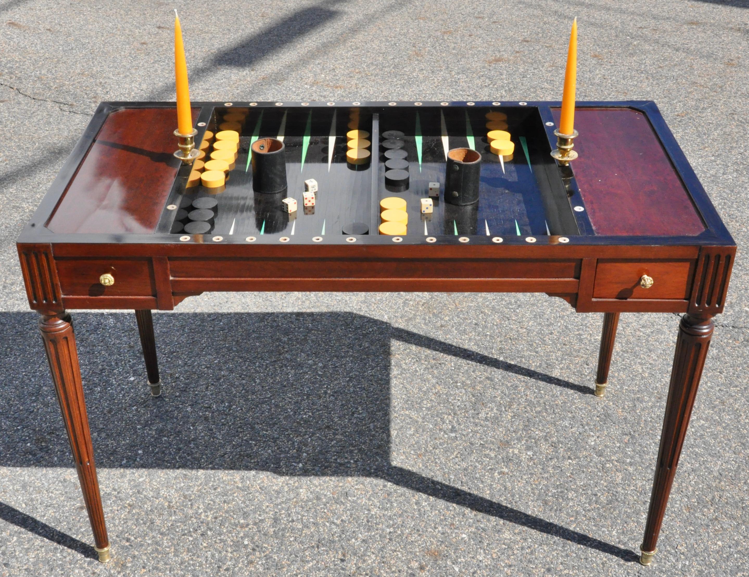19th Century French Mahogany Tric Trac or Backgammon Table 1