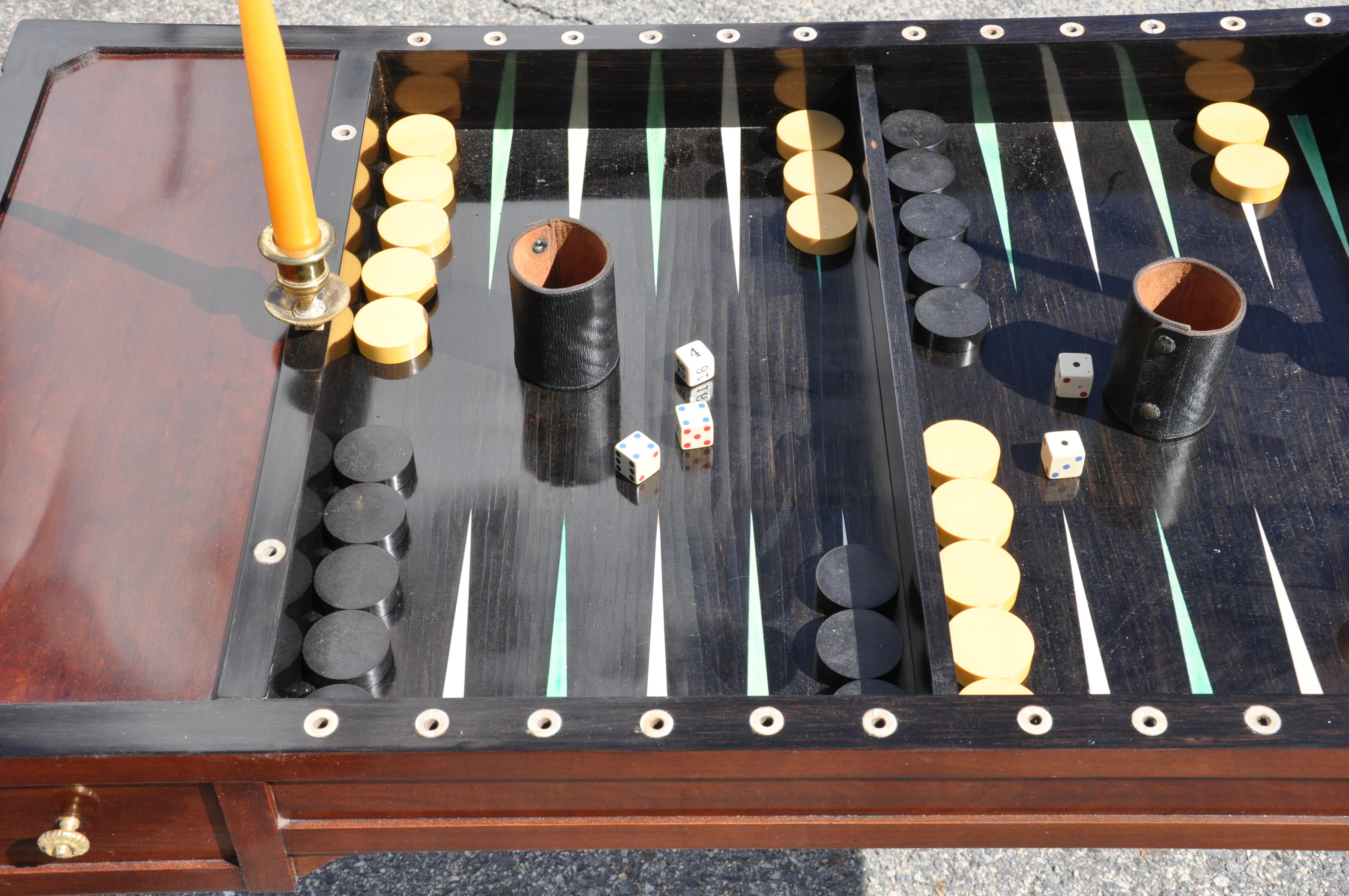 19th Century French Mahogany Tric Trac or Backgammon Table 2