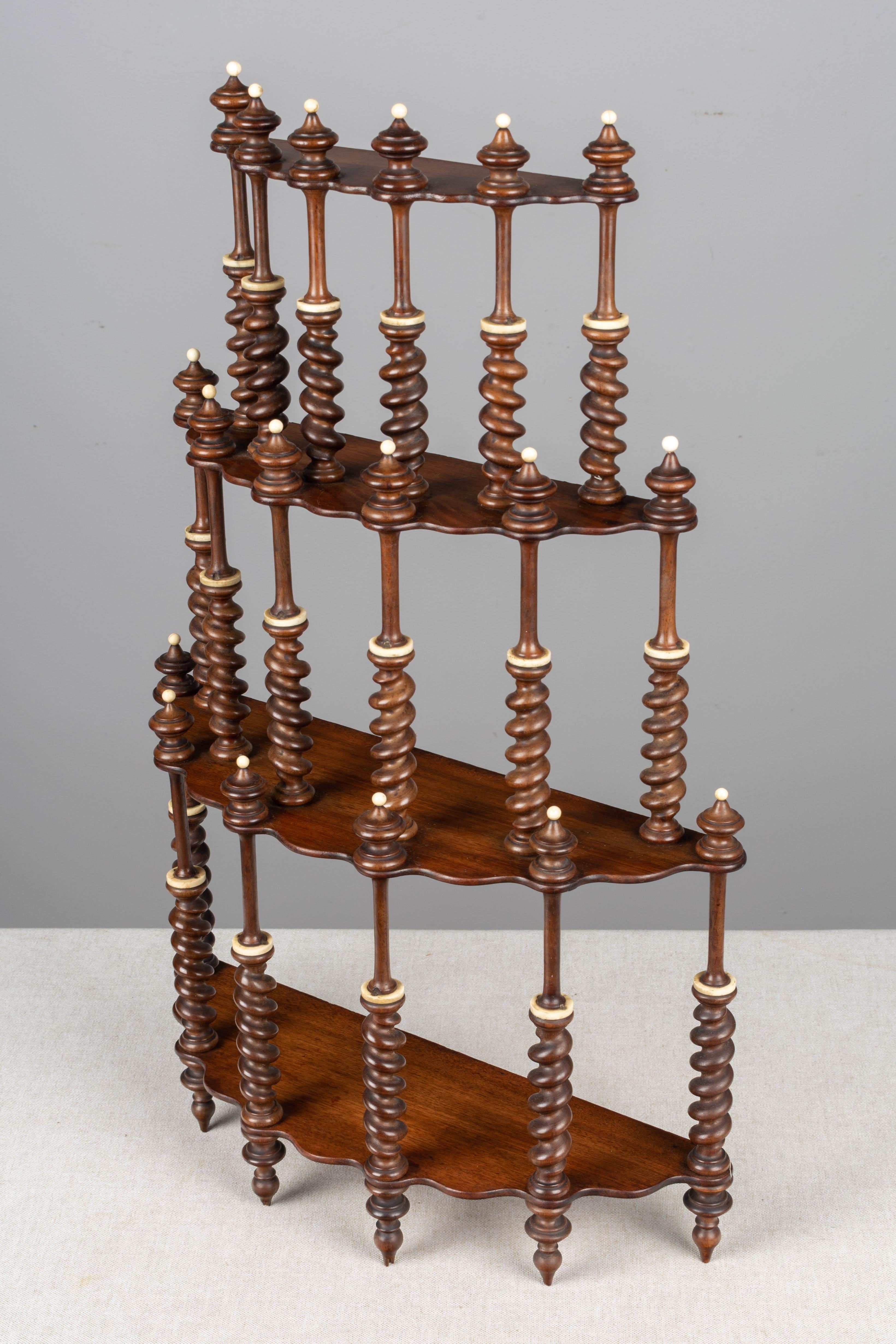 Hand-Crafted 19th Century French Mahogany Turned Spindle Shelf For Sale
