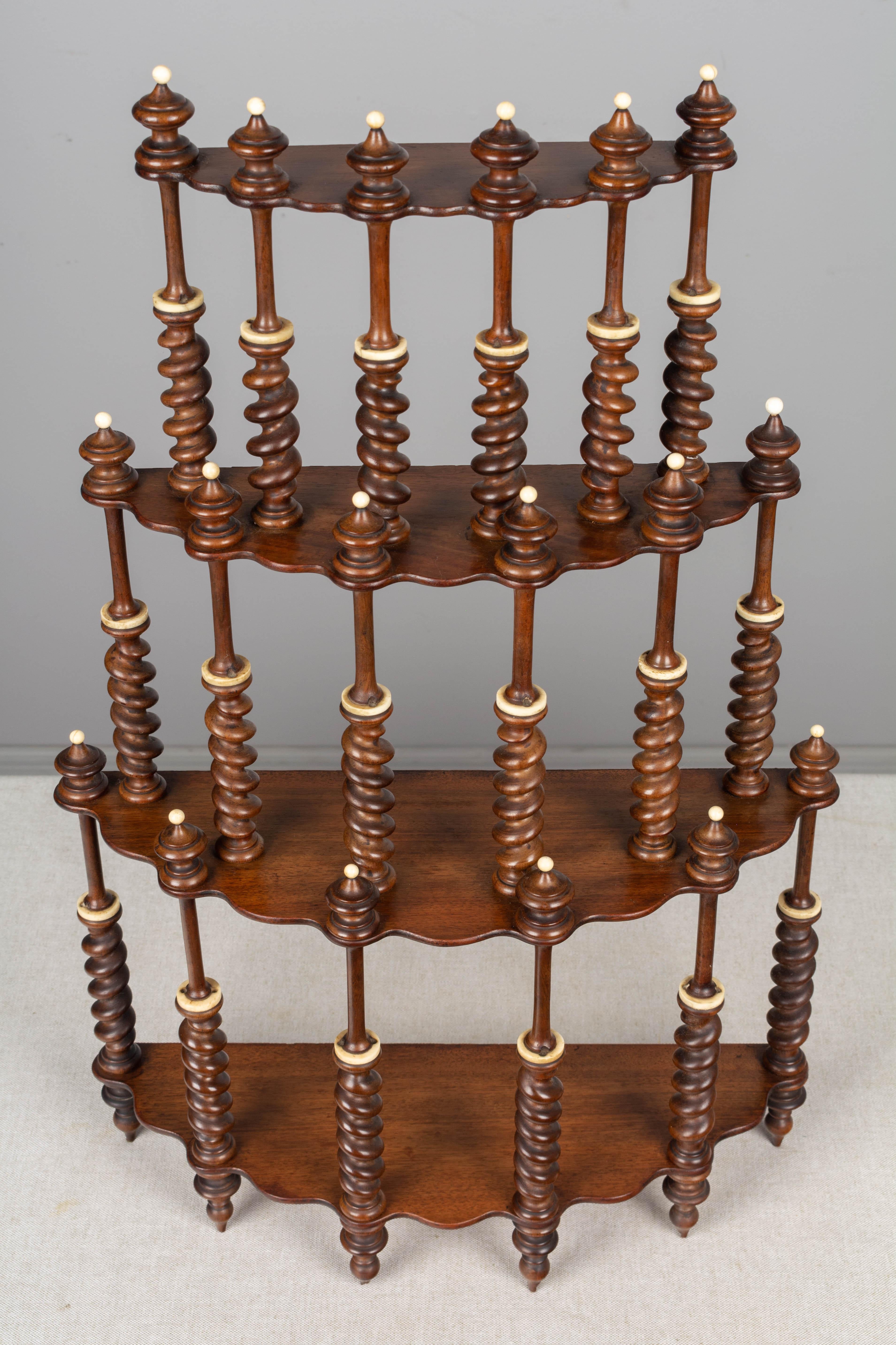19th Century French Mahogany Turned Spindle Shelf For Sale 1