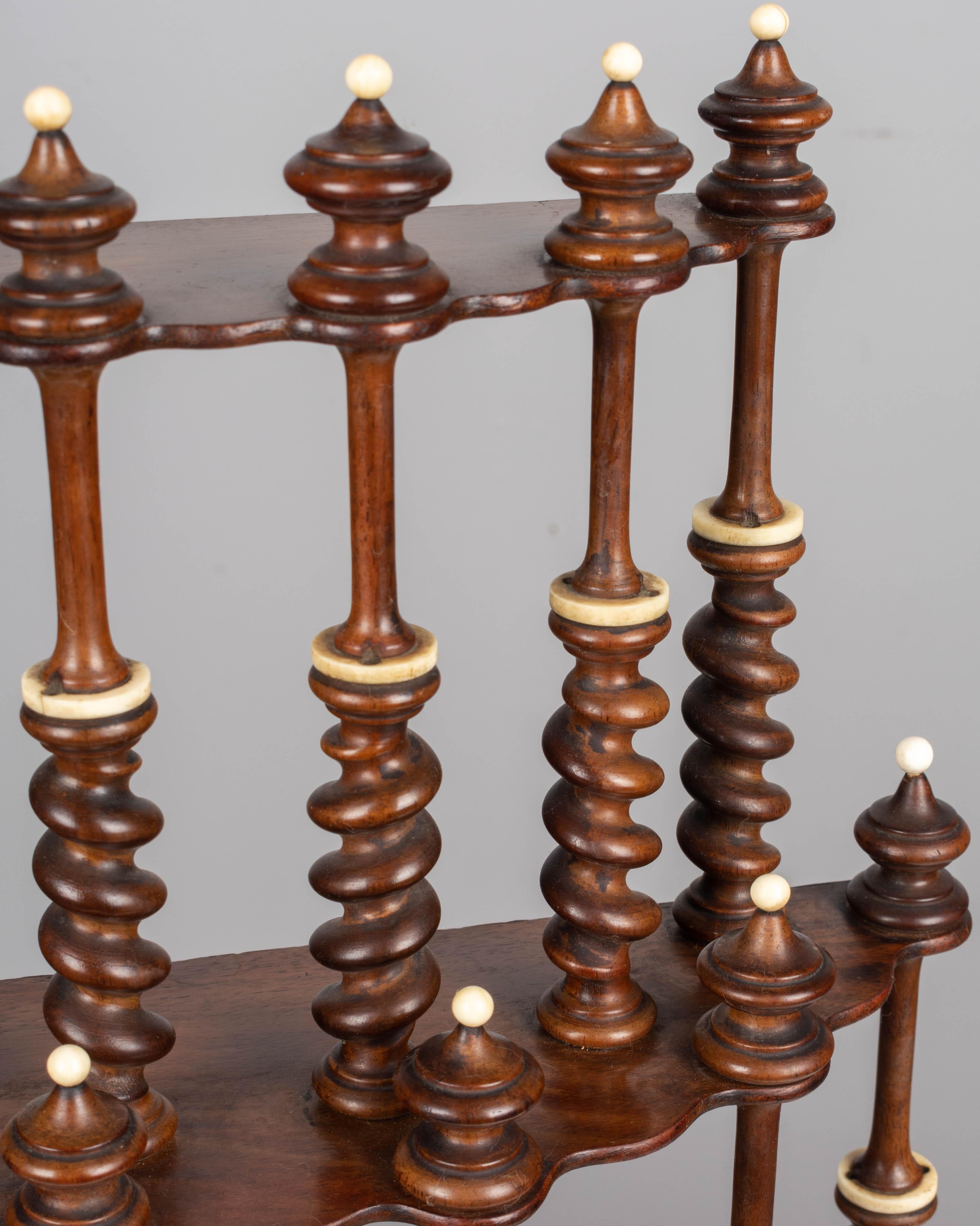 19th Century French Mahogany Turned Spindle Shelf For Sale 2