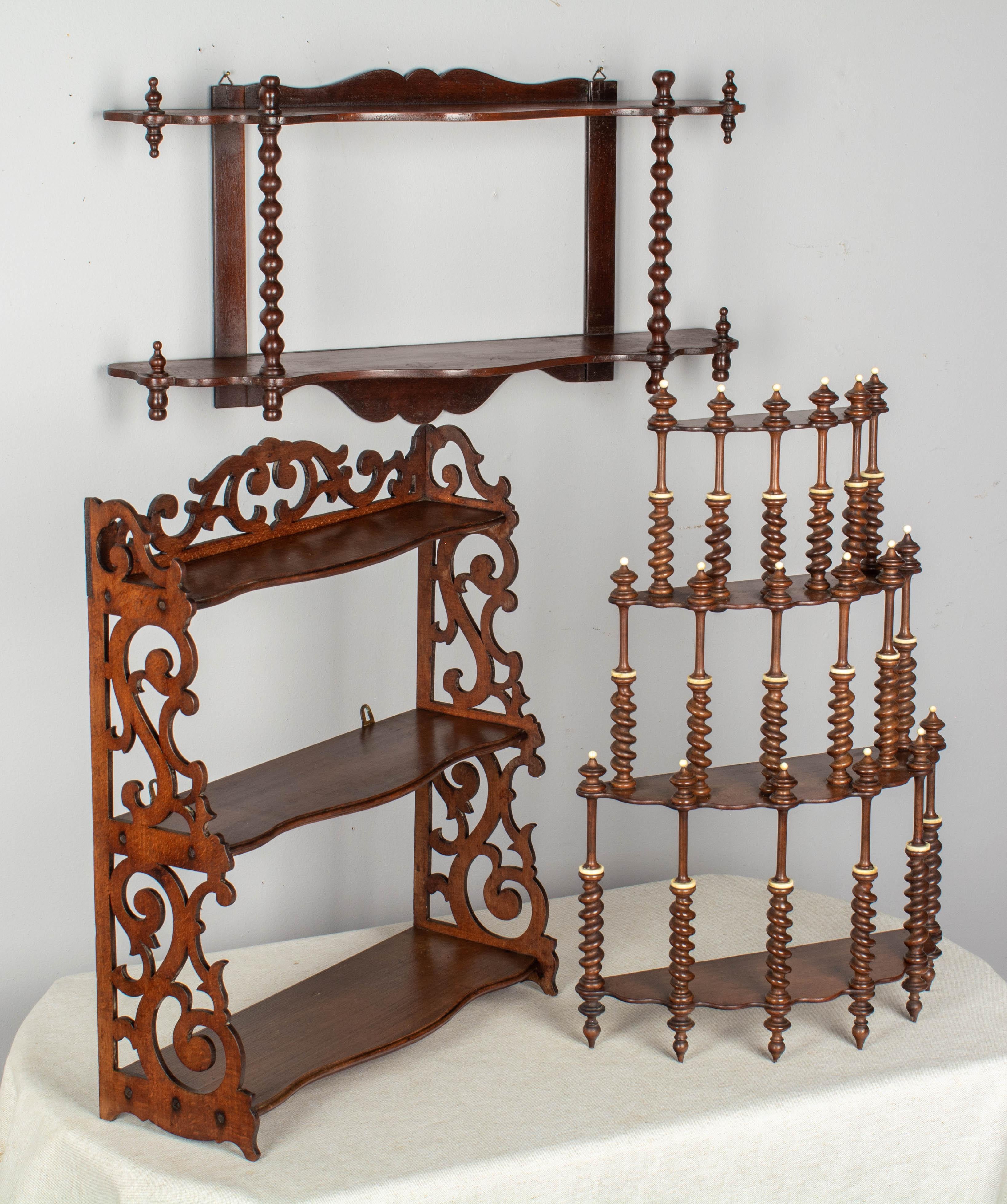 19th Century French Mahogany Turned Spindle Shelf For Sale 3