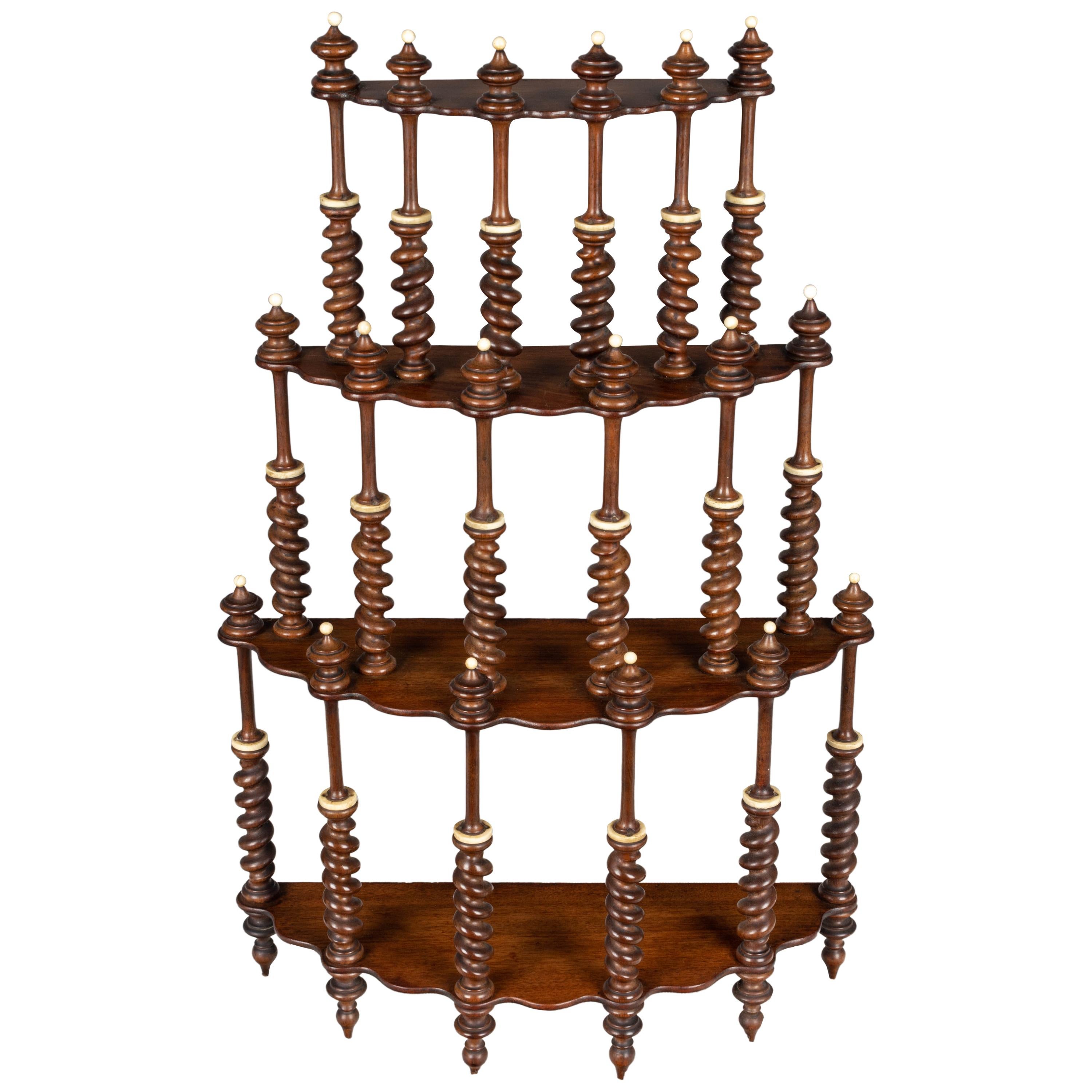 19th Century French Mahogany Turned Spindle Shelf