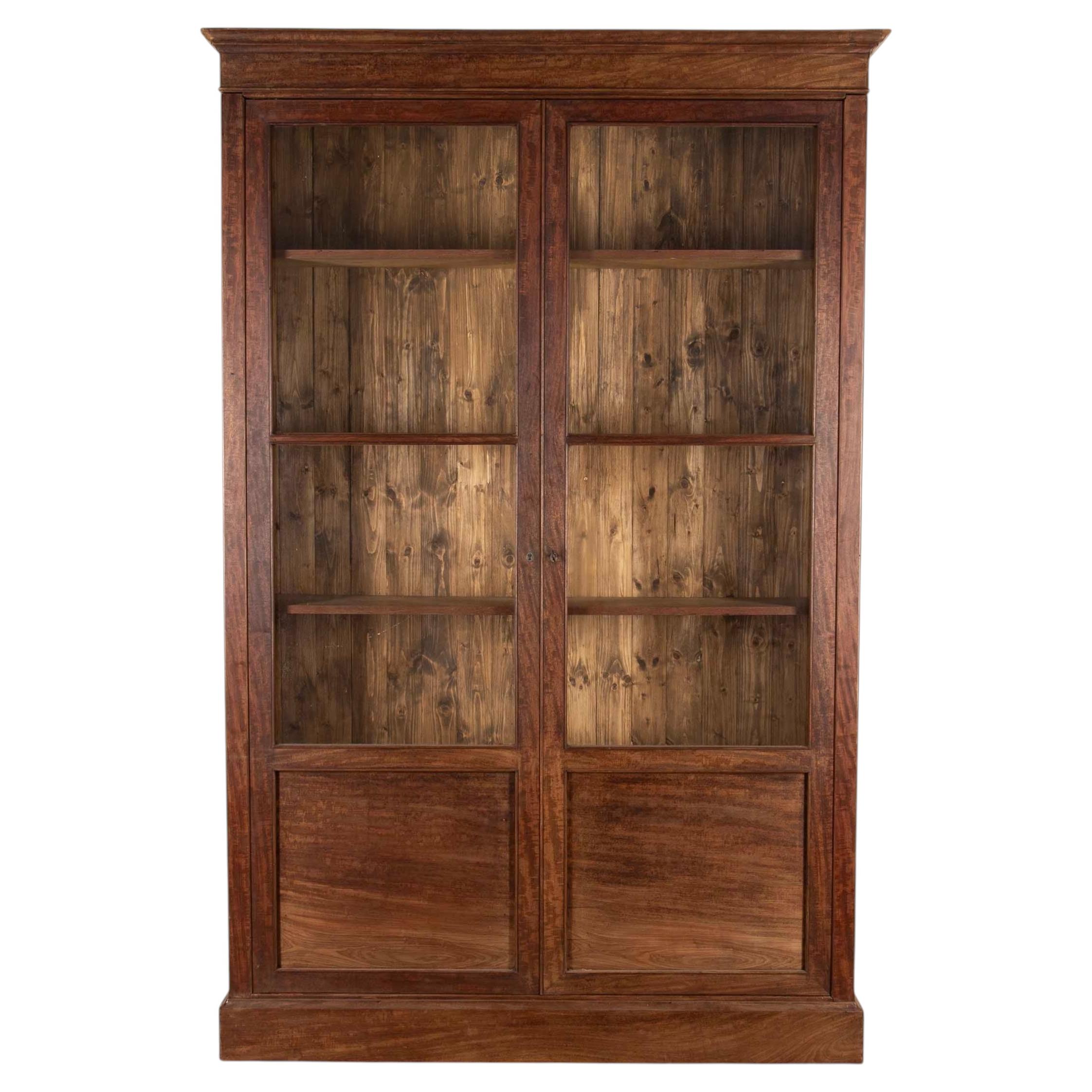 19th Century French Mahogany Two Door Bookcase