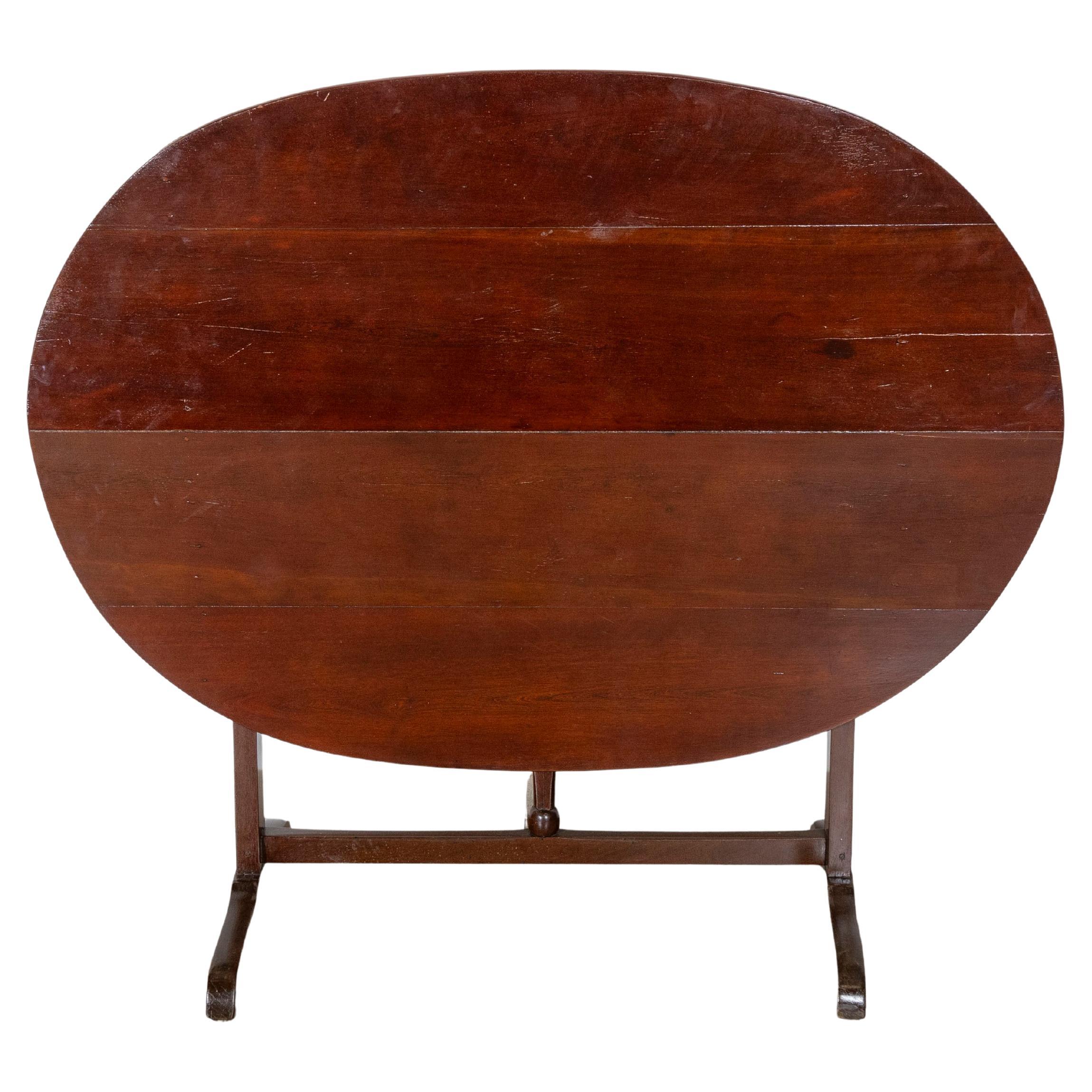 19th Century French Mahogany Winegrower’s Tilt-Top Table from Burgundy For Sale