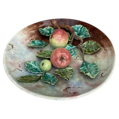 19th Century French Majolica Apples Fives Lille Platter