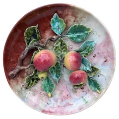 19th Century French Majolica Apples Fives Lille Platter