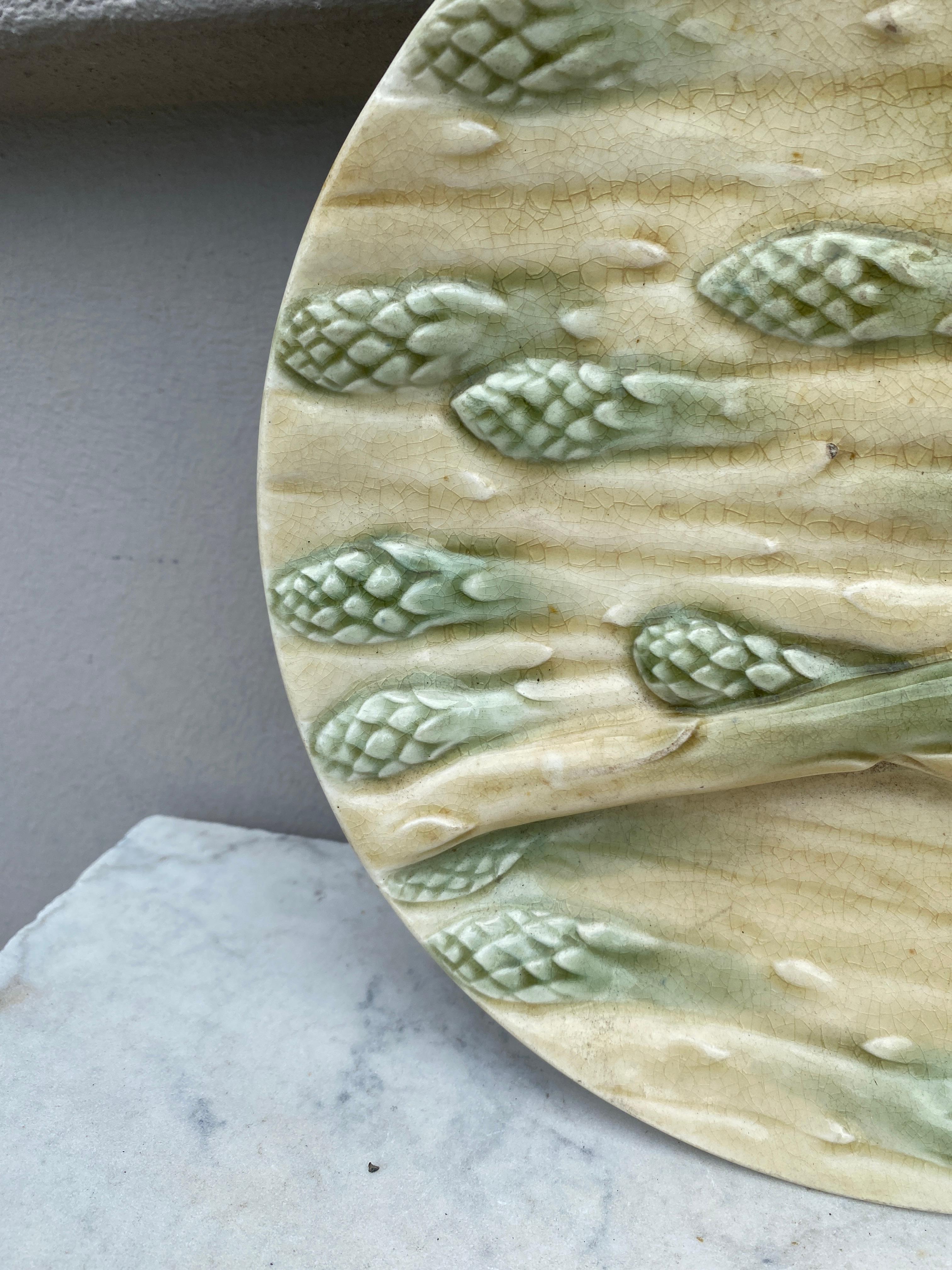 Asperges en majolique française du XIXe siècle signées Choisy-le-Roi.