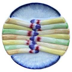 19th Century French Majolica Asparagus Plate Pexonne