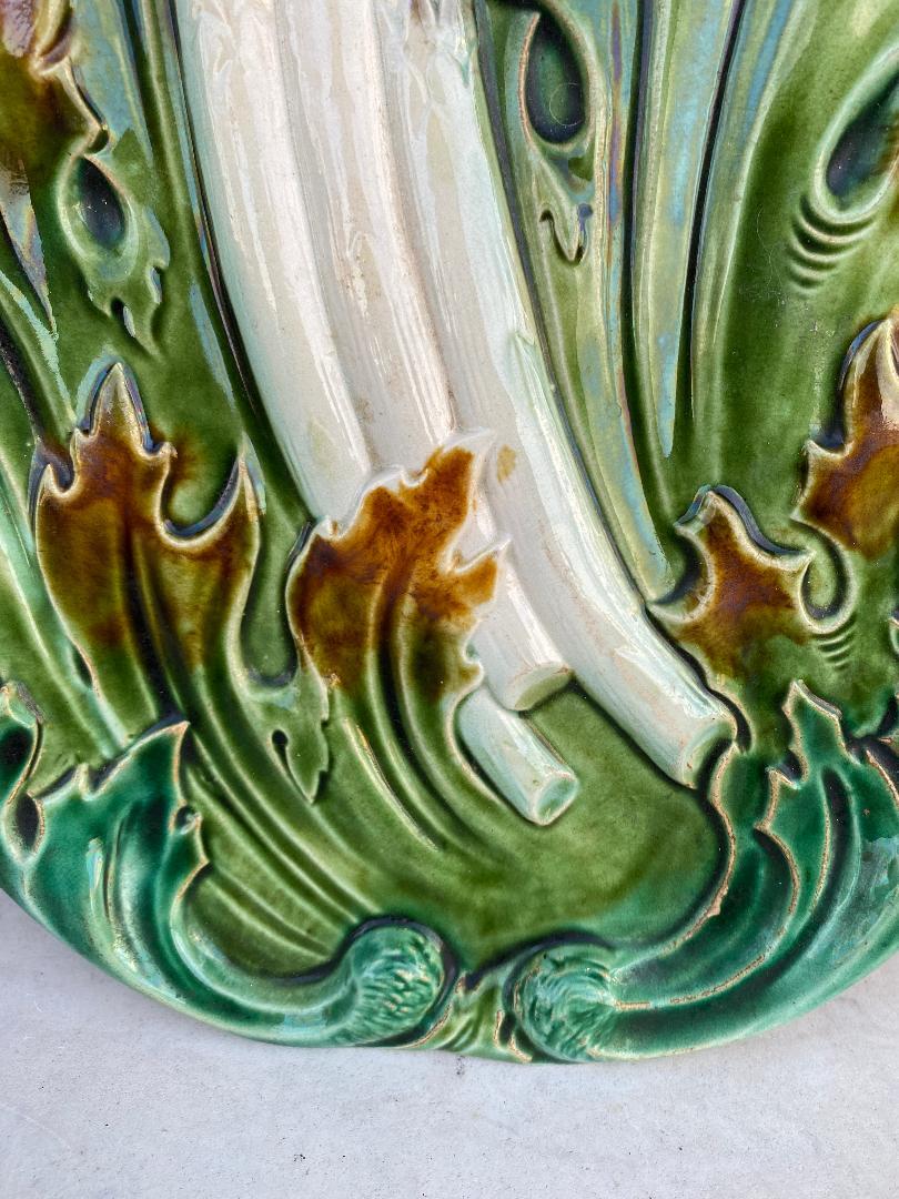 Late 19th Century 19th Century French Majolica Asparagus Platter