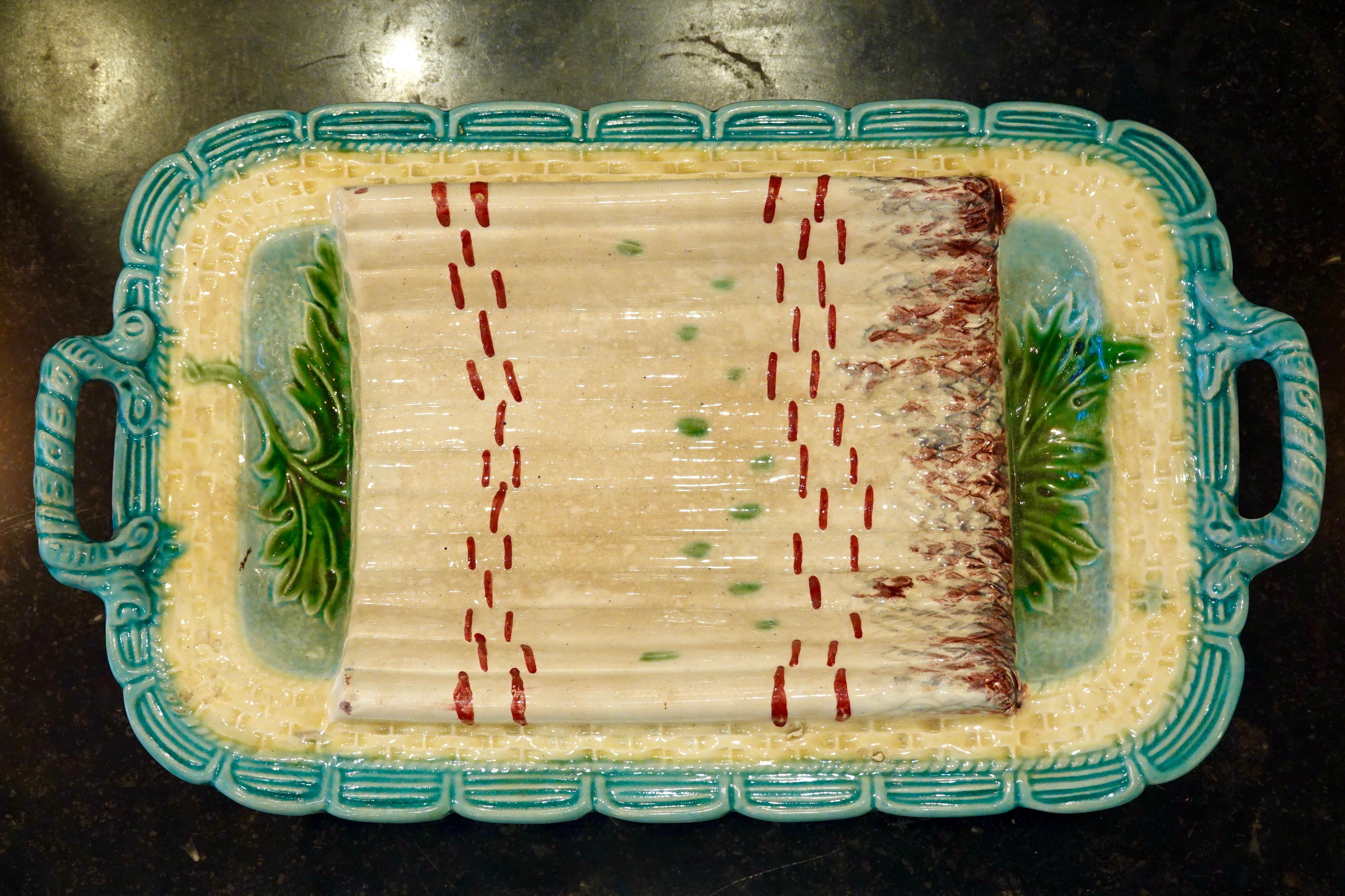 19th Century French Majolica Asparagus Platter 1