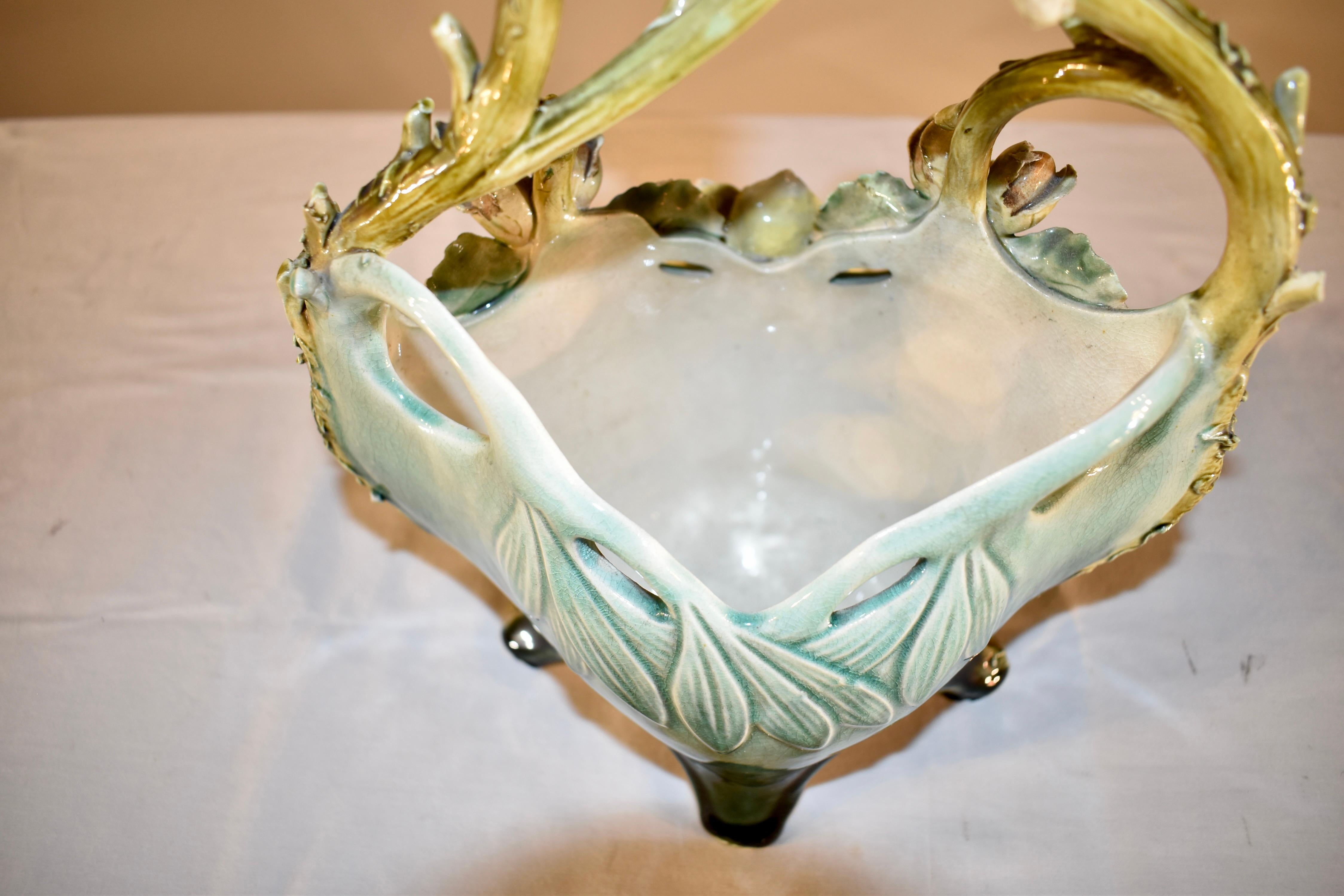 19th Century French Majolica Basket For Sale 9