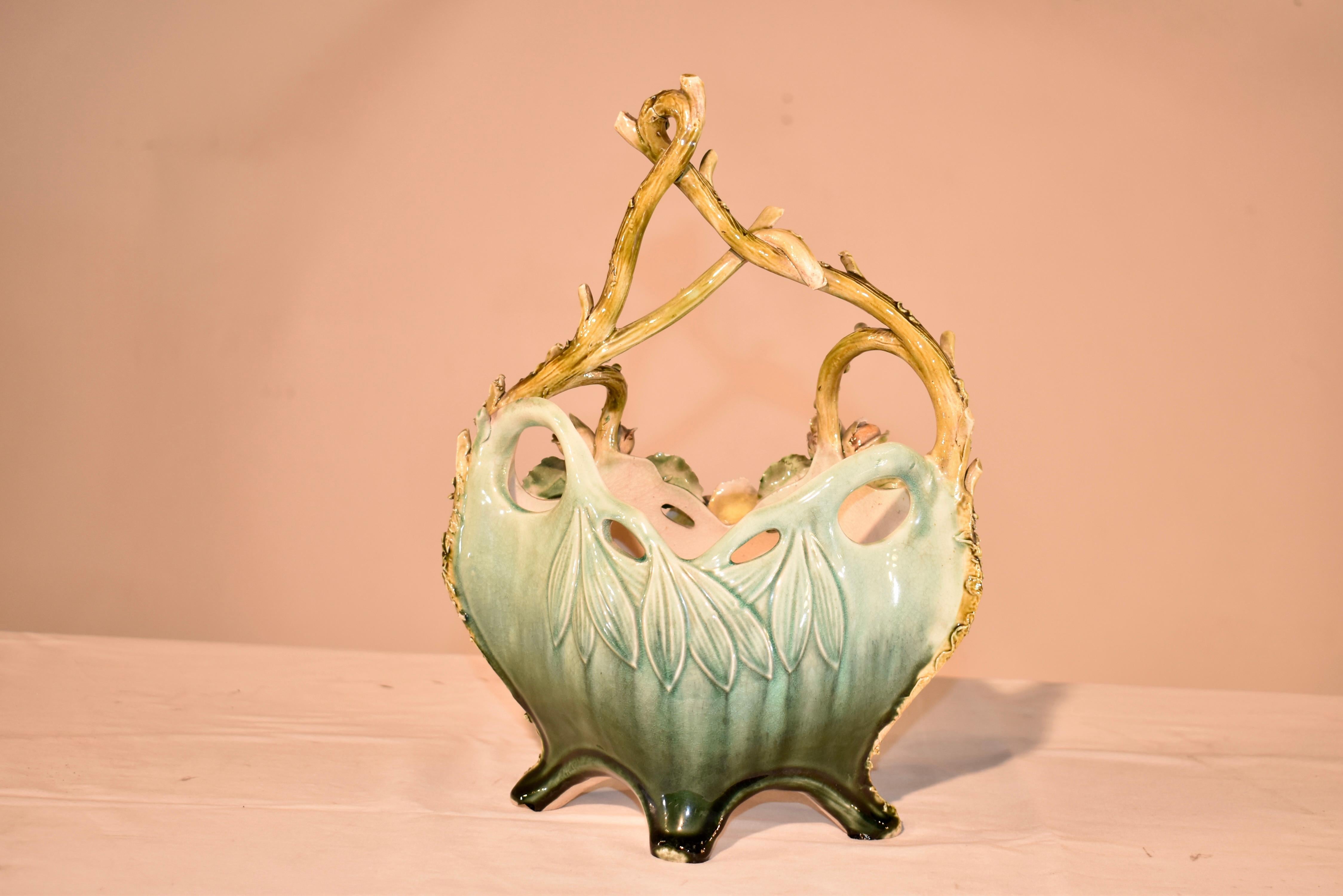 19th Century French Majolica Basket For Sale 1