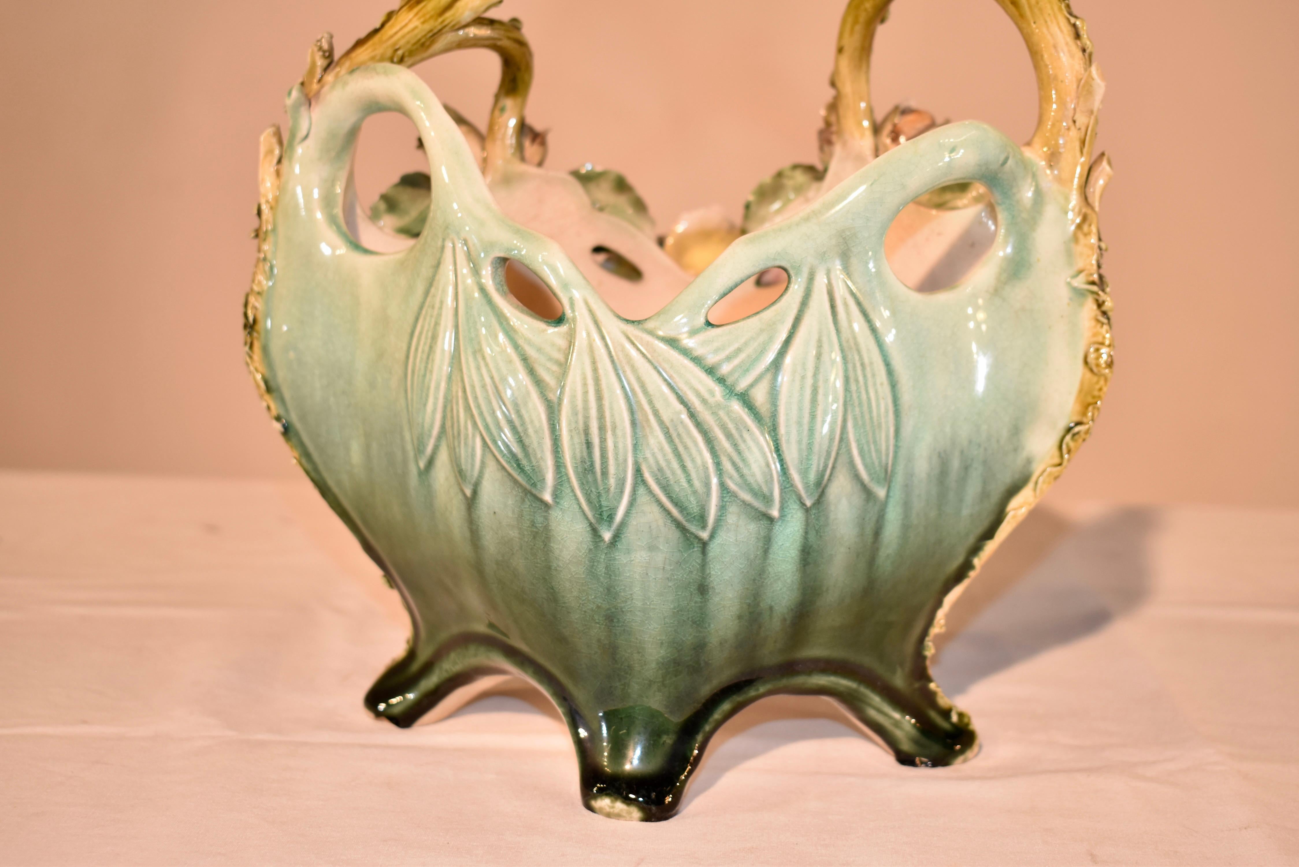 19th Century French Majolica Basket For Sale 2