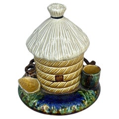 19th Century French Majolica Beehive Tobacco Jar