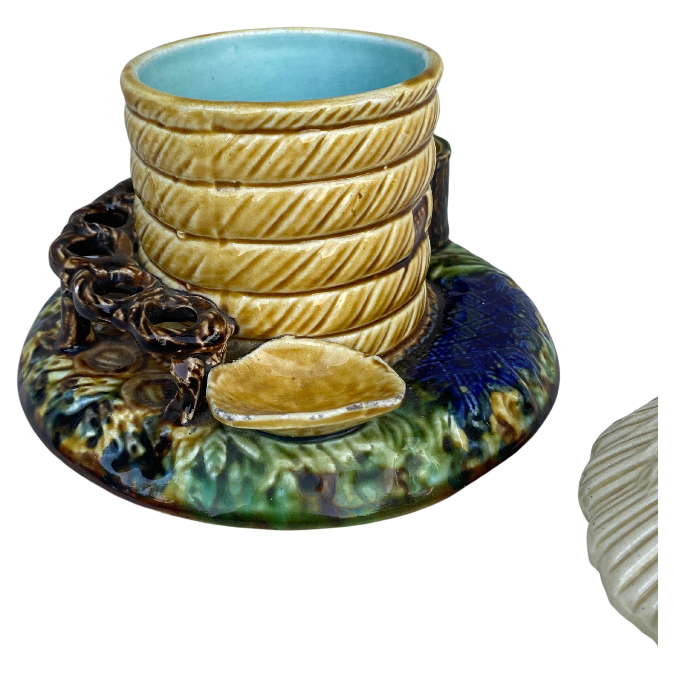 Late 19th Century 19th Century French Majolica Beehive Tobacco Jar For Sale