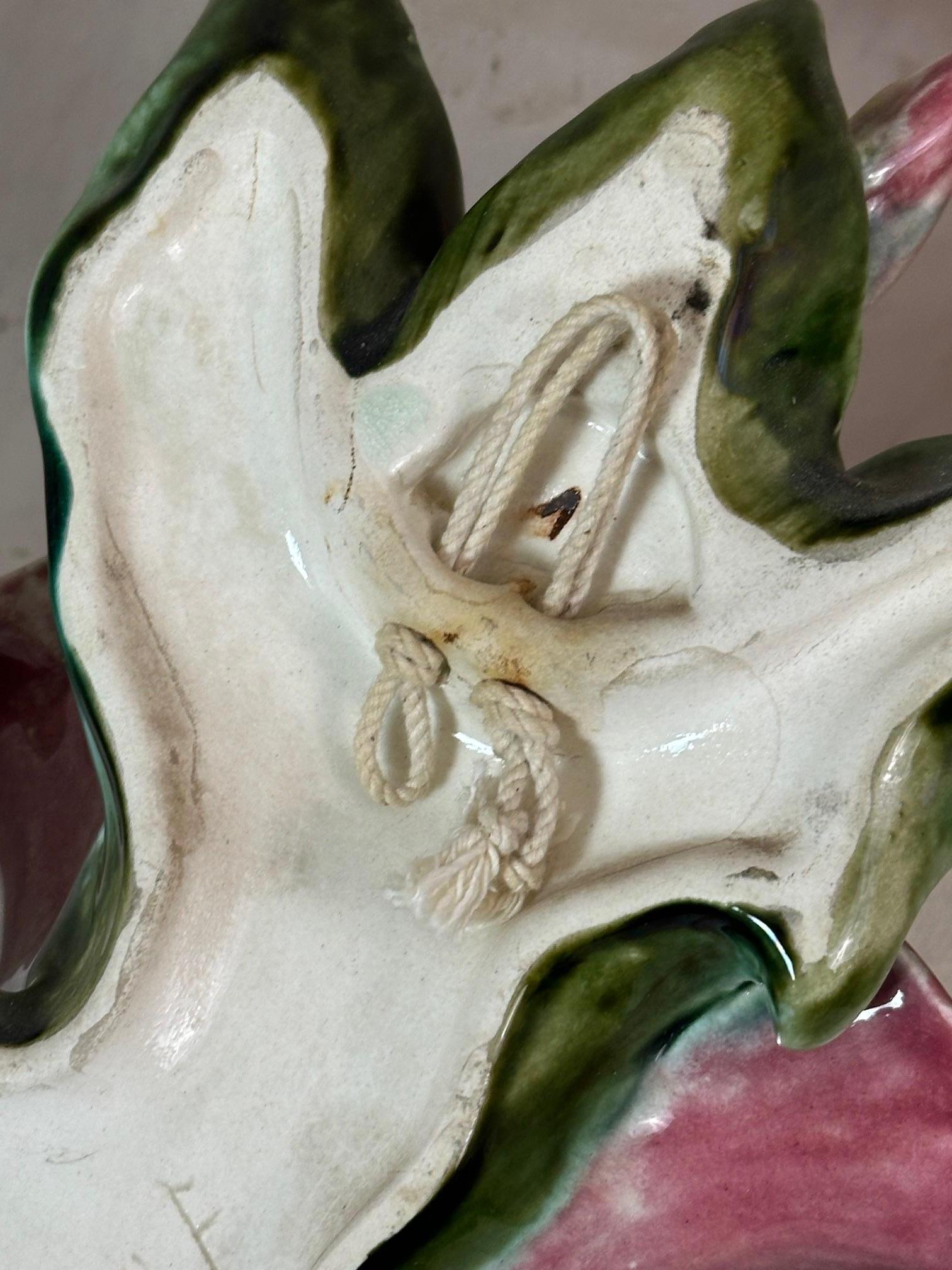 19th century French Majolica Butterfly Wall Pocket, 1890s For Sale 6