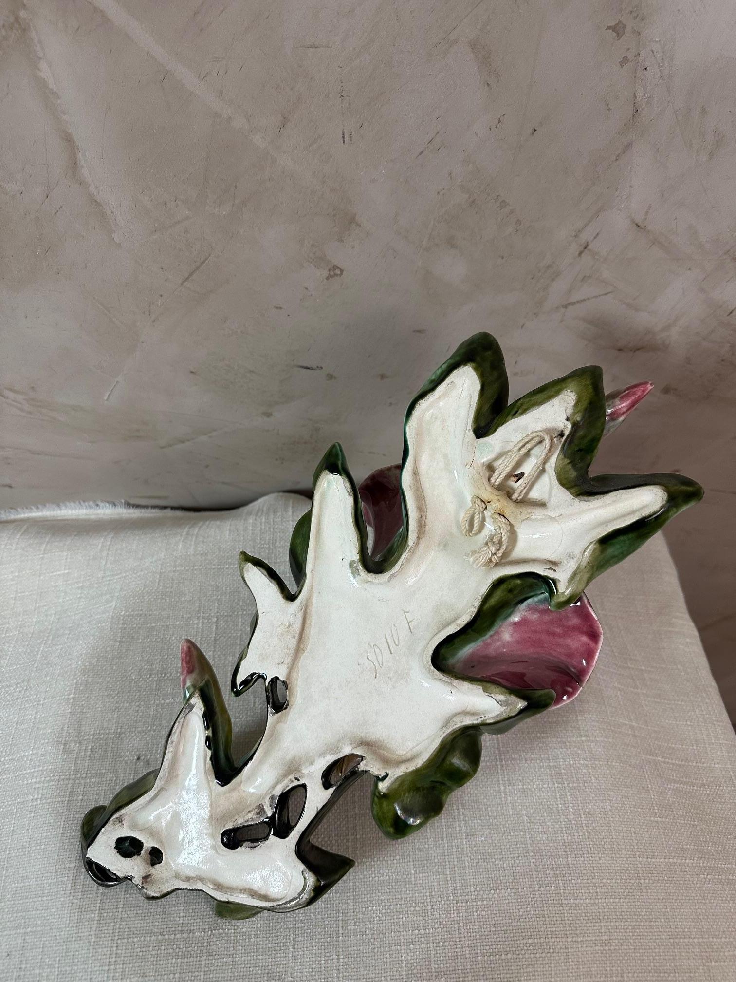 19th century French Majolica Butterfly Wall Pocket, 1890s For Sale 4
