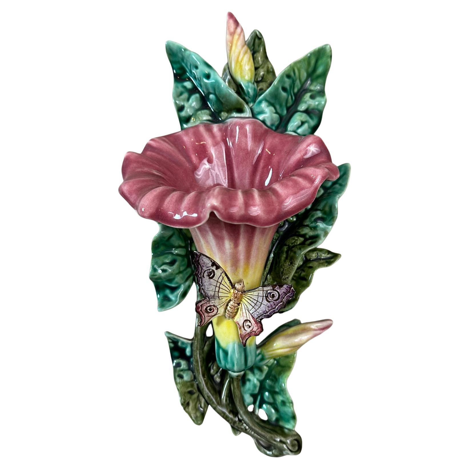 19th century French Majolica Butterfly Wall Pocket, 1890s