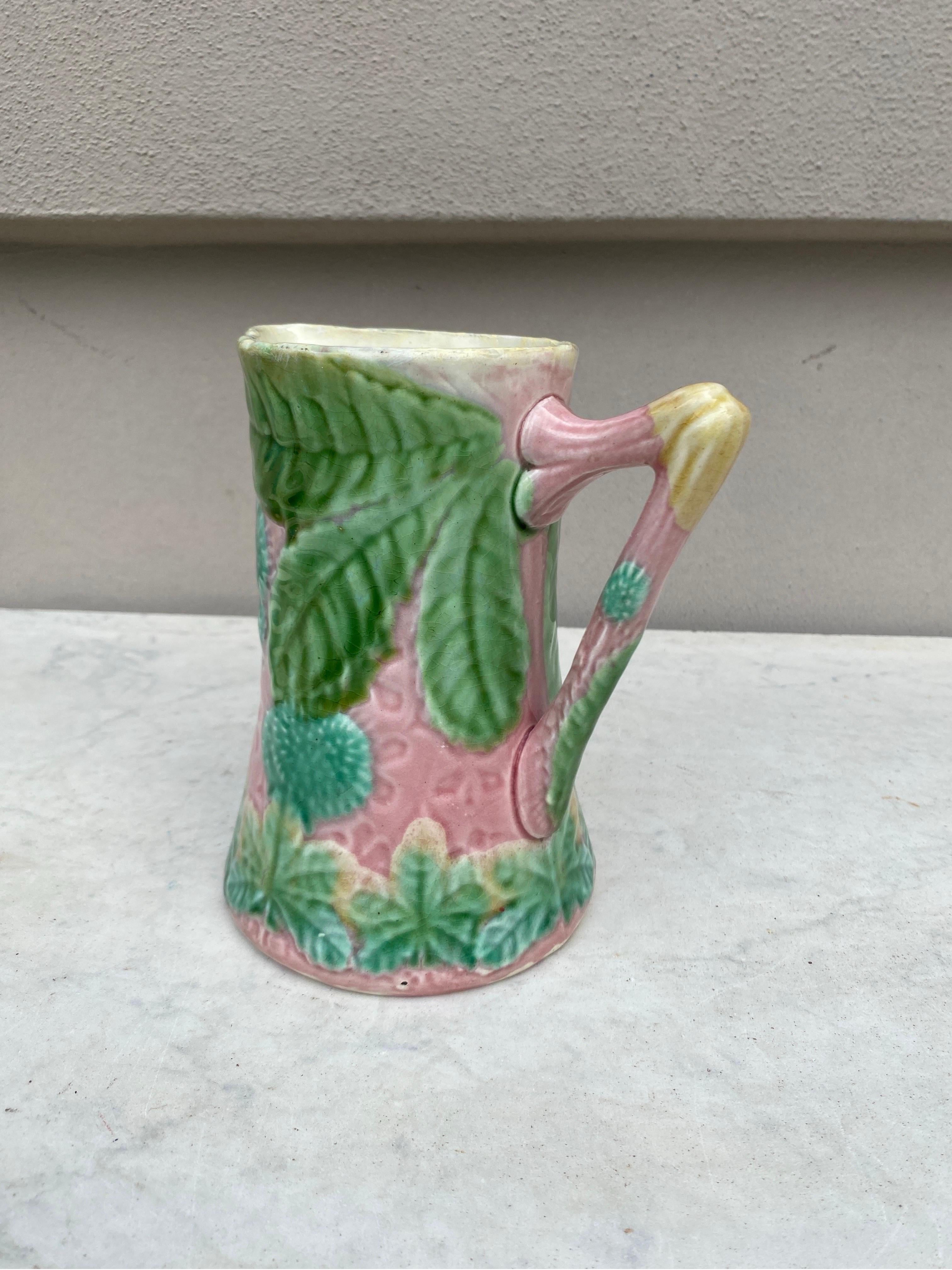 19th Century French Majolica Chesnut Pitcher Salins In Good Condition For Sale In Austin, TX