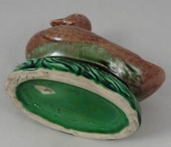 19th Century French Majolica Duck Bank