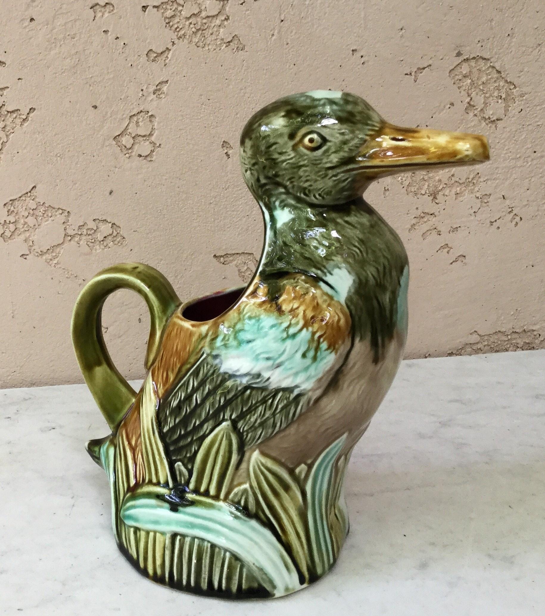 Country 19th Century French Majolica Duck Bank For Sale