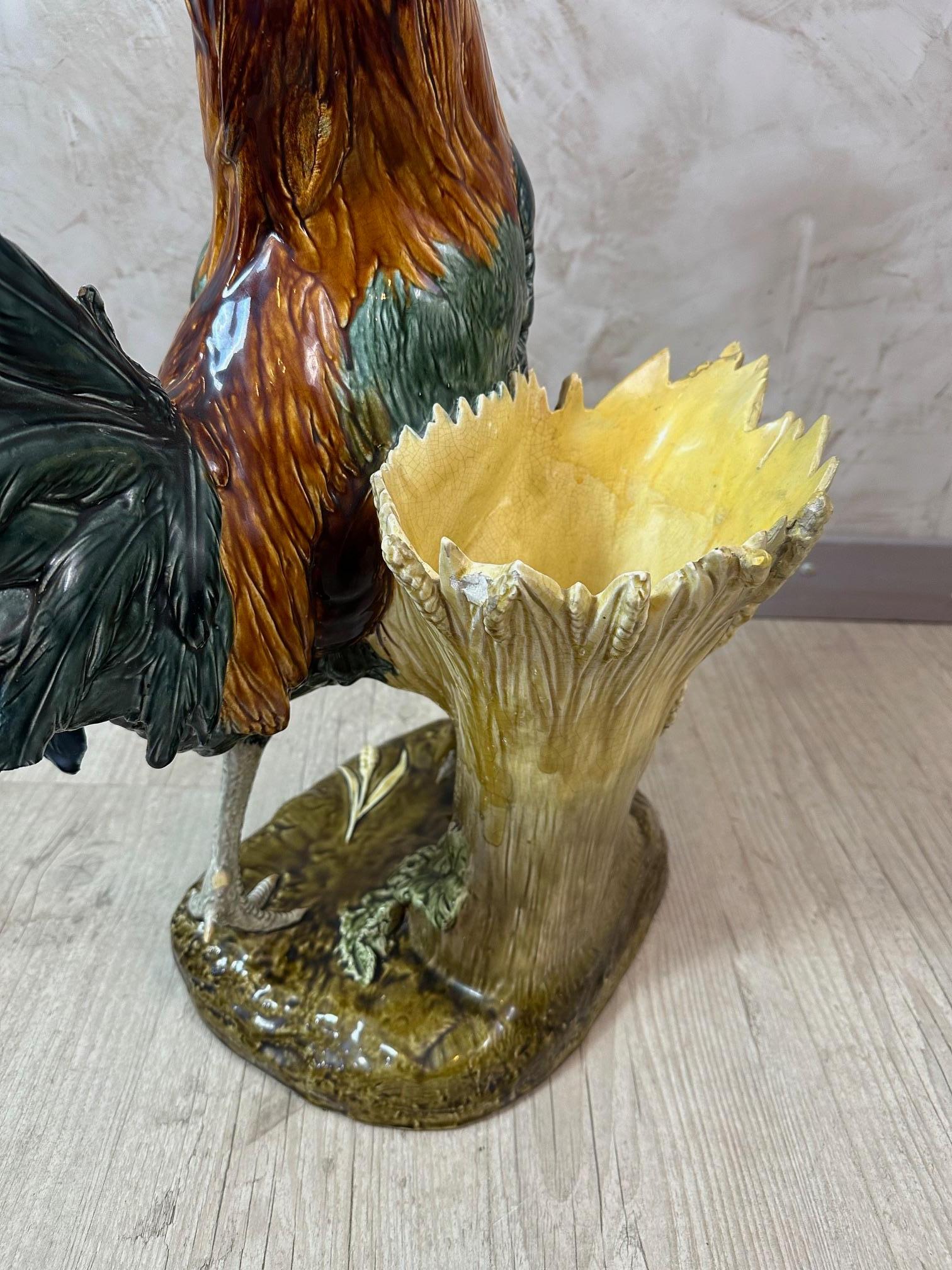 Gallo in maiolica francese del XIX secolo firmato da Paul Comolera, anni '80 del XIX secolo in vendita 4
