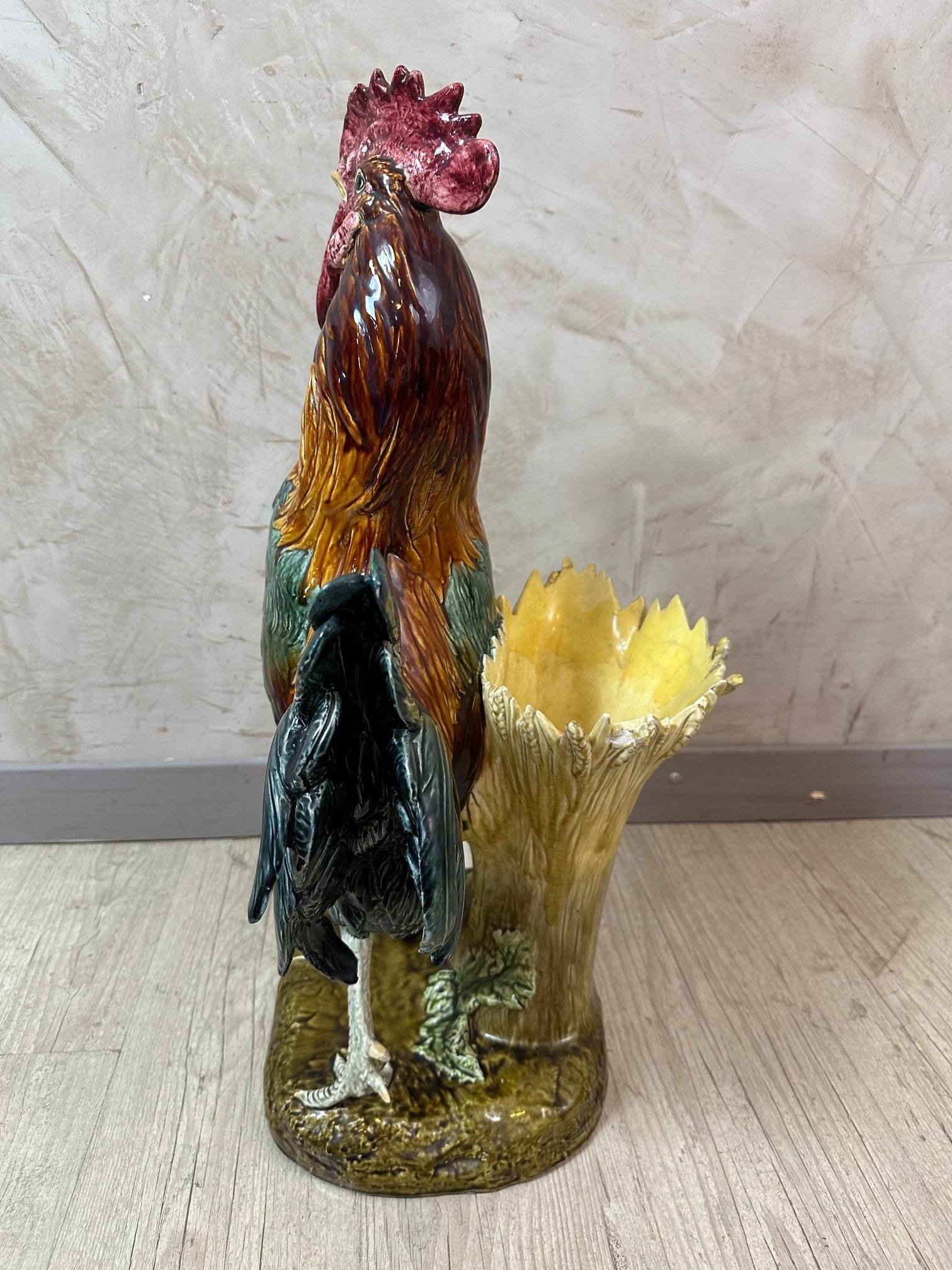 Gallo in maiolica francese del XIX secolo firmato da Paul Comolera, anni '80 del XIX secolo in vendita 6