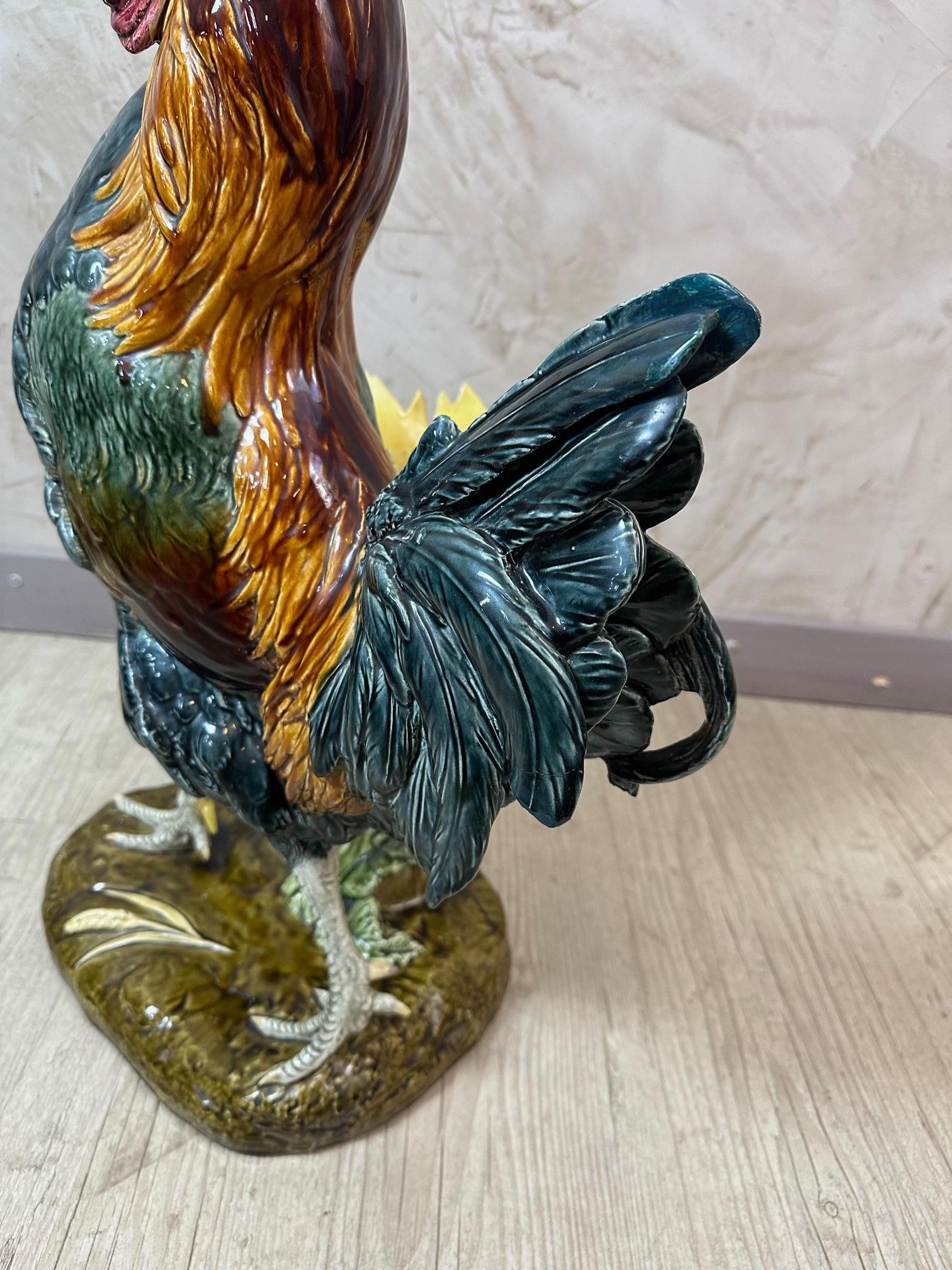 Gallo in maiolica francese del XIX secolo firmato da Paul Comolera, anni '80 del XIX secolo in vendita 7