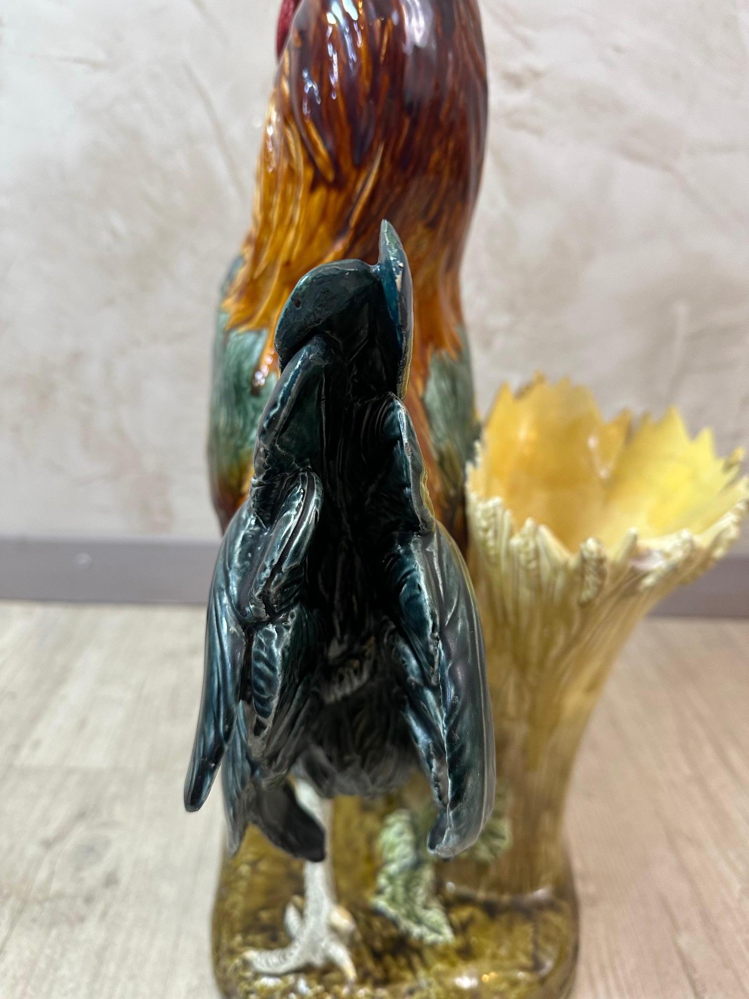 Gallo in maiolica francese del XIX secolo firmato da Paul Comolera, anni '80 del XIX secolo in vendita 8