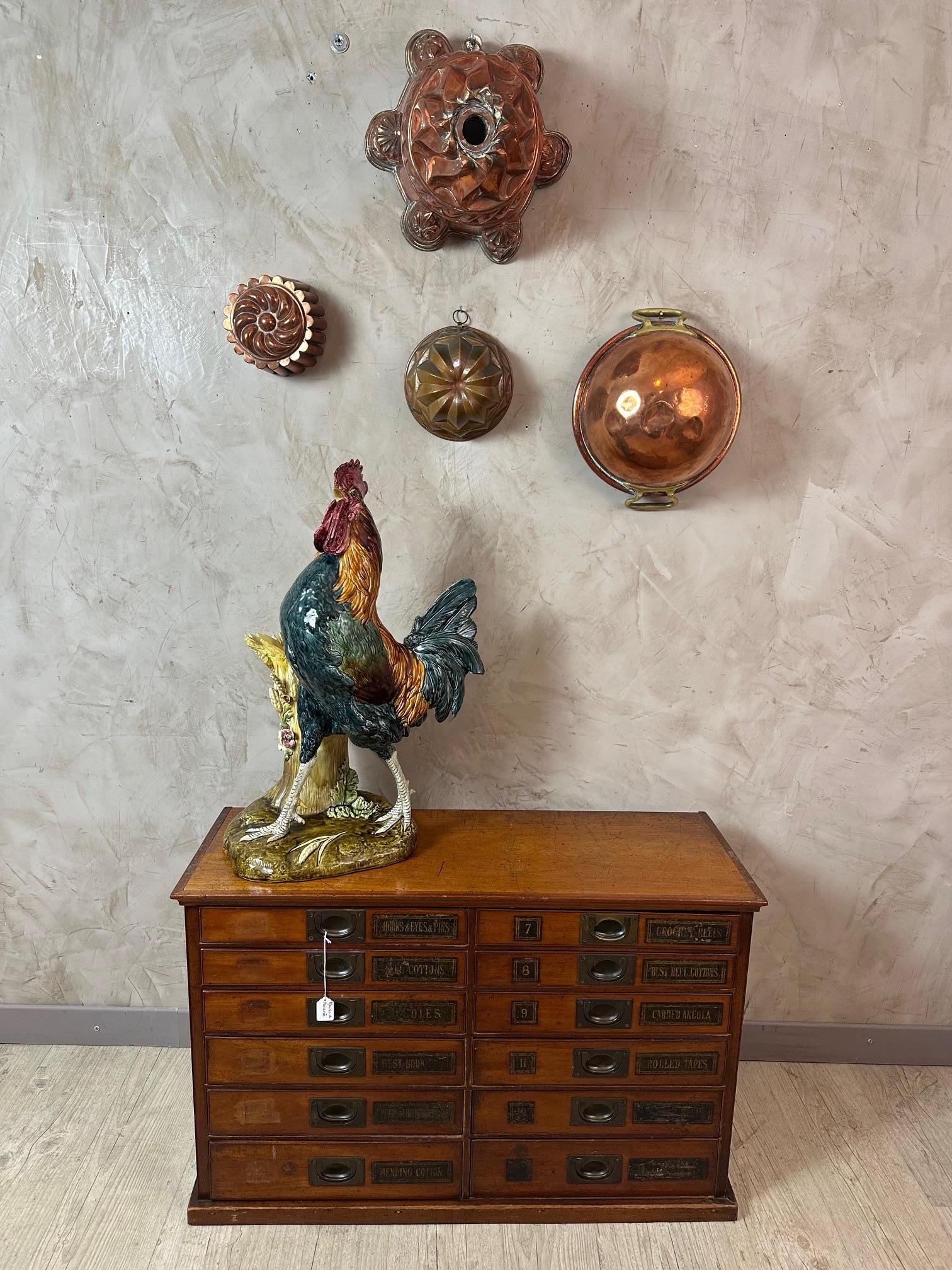 Gallo in maiolica francese del XIX secolo firmato da Paul Comolera, anni '80 del XIX secolo in vendita 12