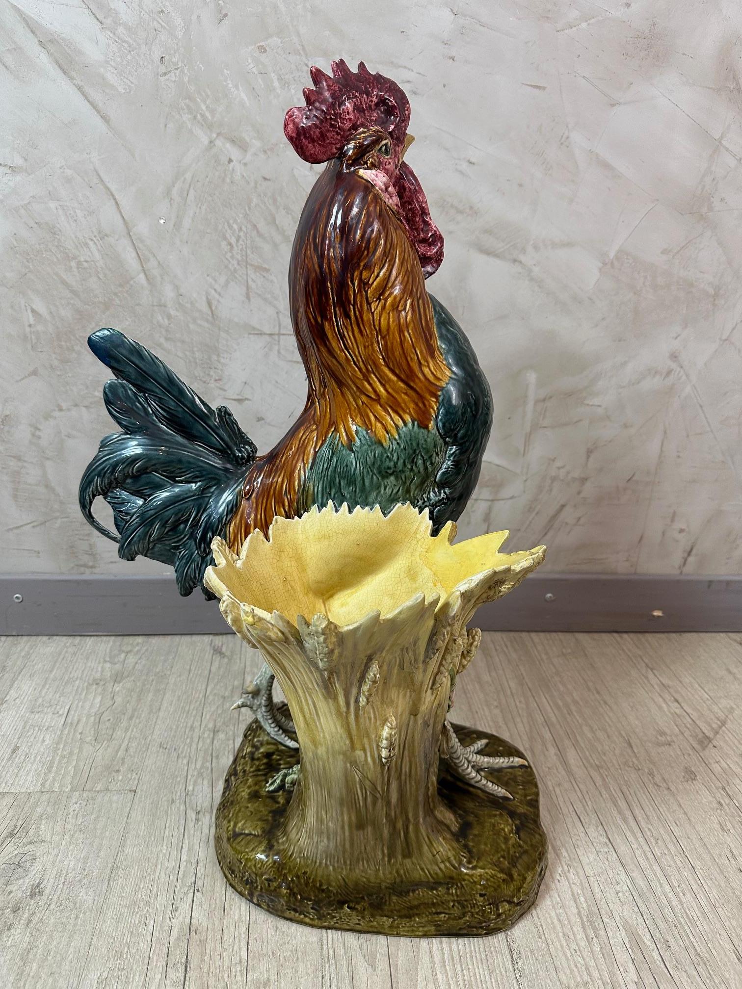 Gallo in maiolica francese del XIX secolo firmato da Paul Comolera, anni '80 del XIX secolo in vendita 3