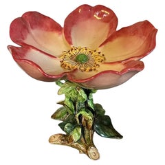 19th Century French Majolica Flower Centerpiece Tazza Compote by Delphin Massier