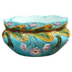 19th Century French Majolica Flowers Jardinière