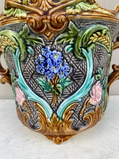 19th Century French Majolica Flowers Jardiniere Onnaing